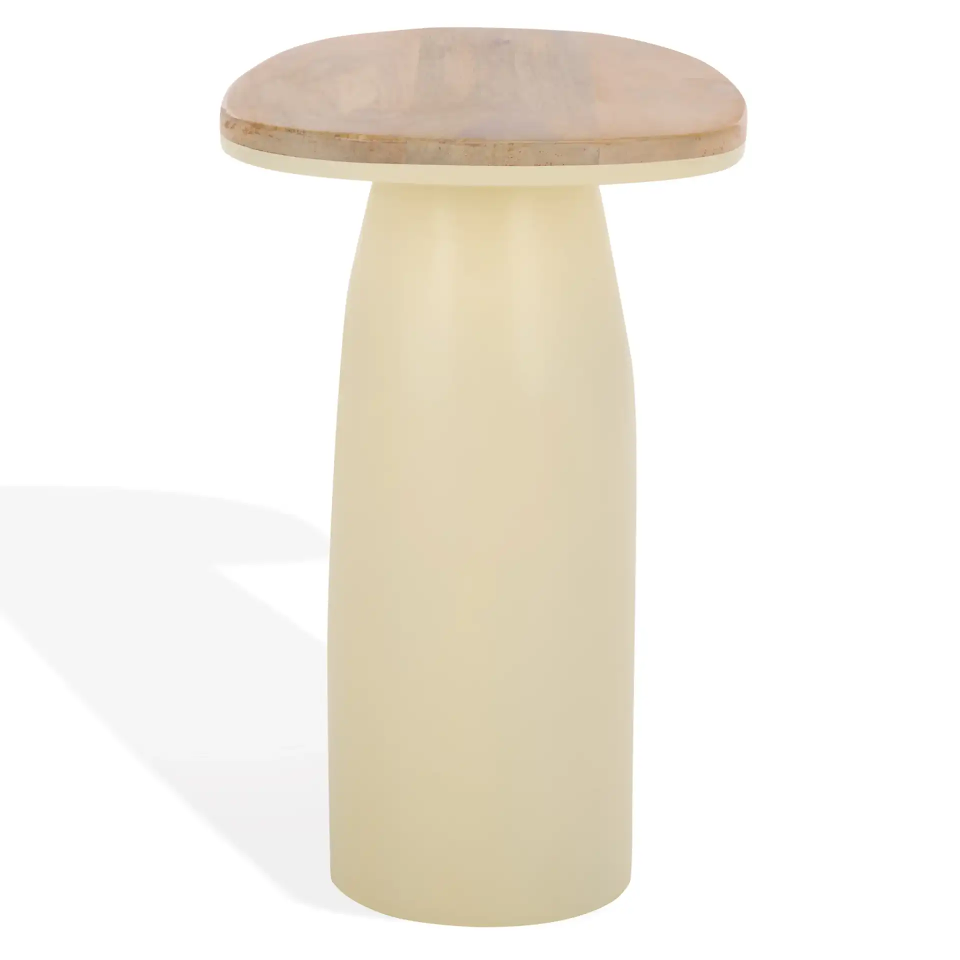 Veronica Lacquer Accent Table in Natural / White, detail view