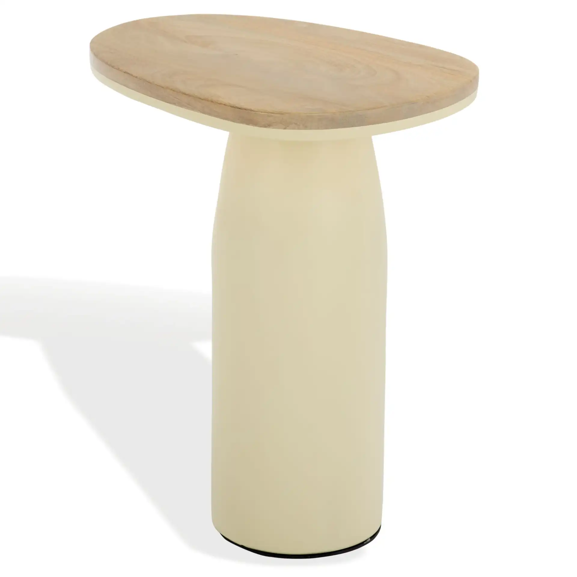 Veronica Lacquer Accent Table in Natural / White, detail view