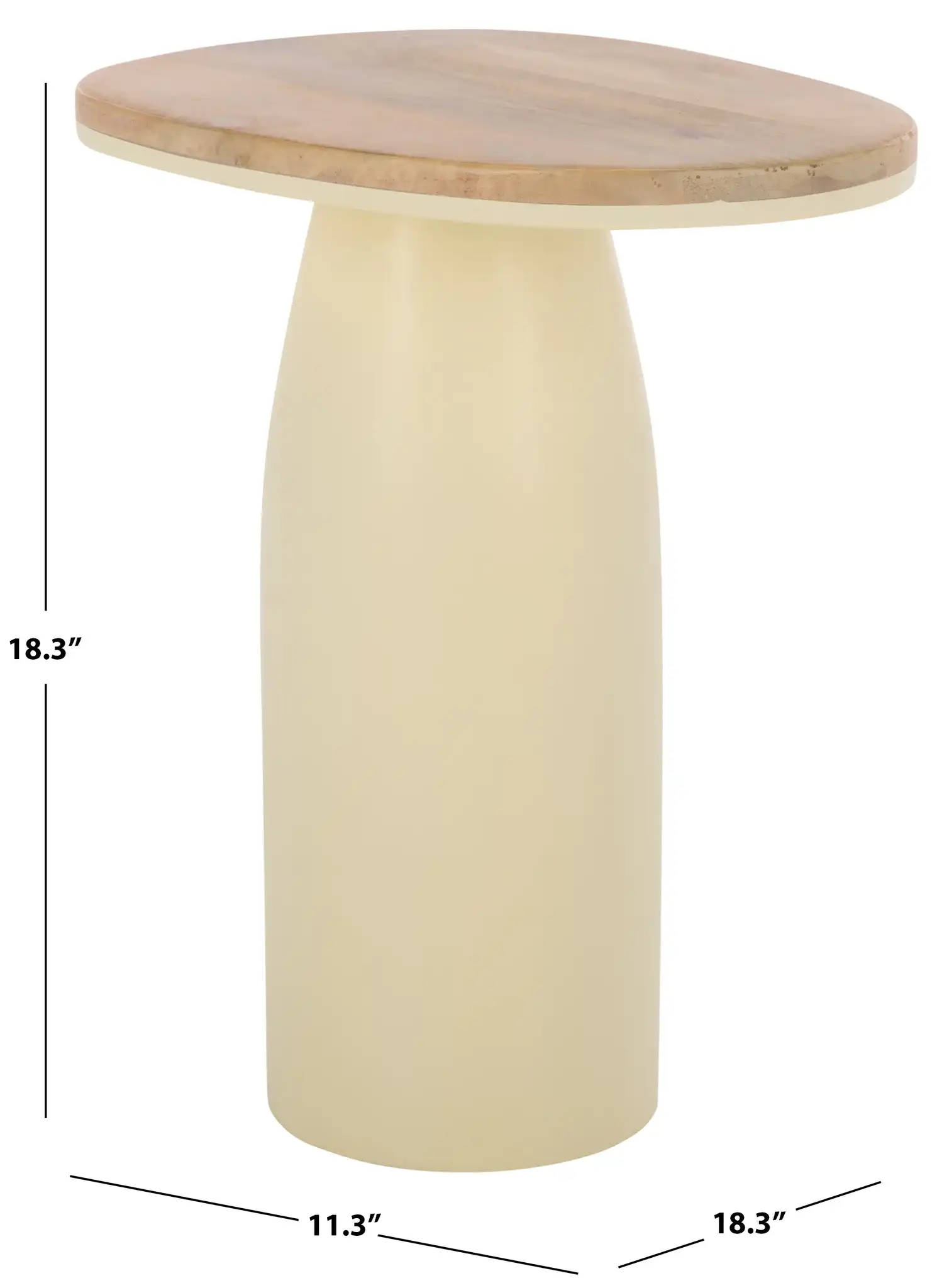 Veronica Lacquer Accent Table in Natural / White, detail view