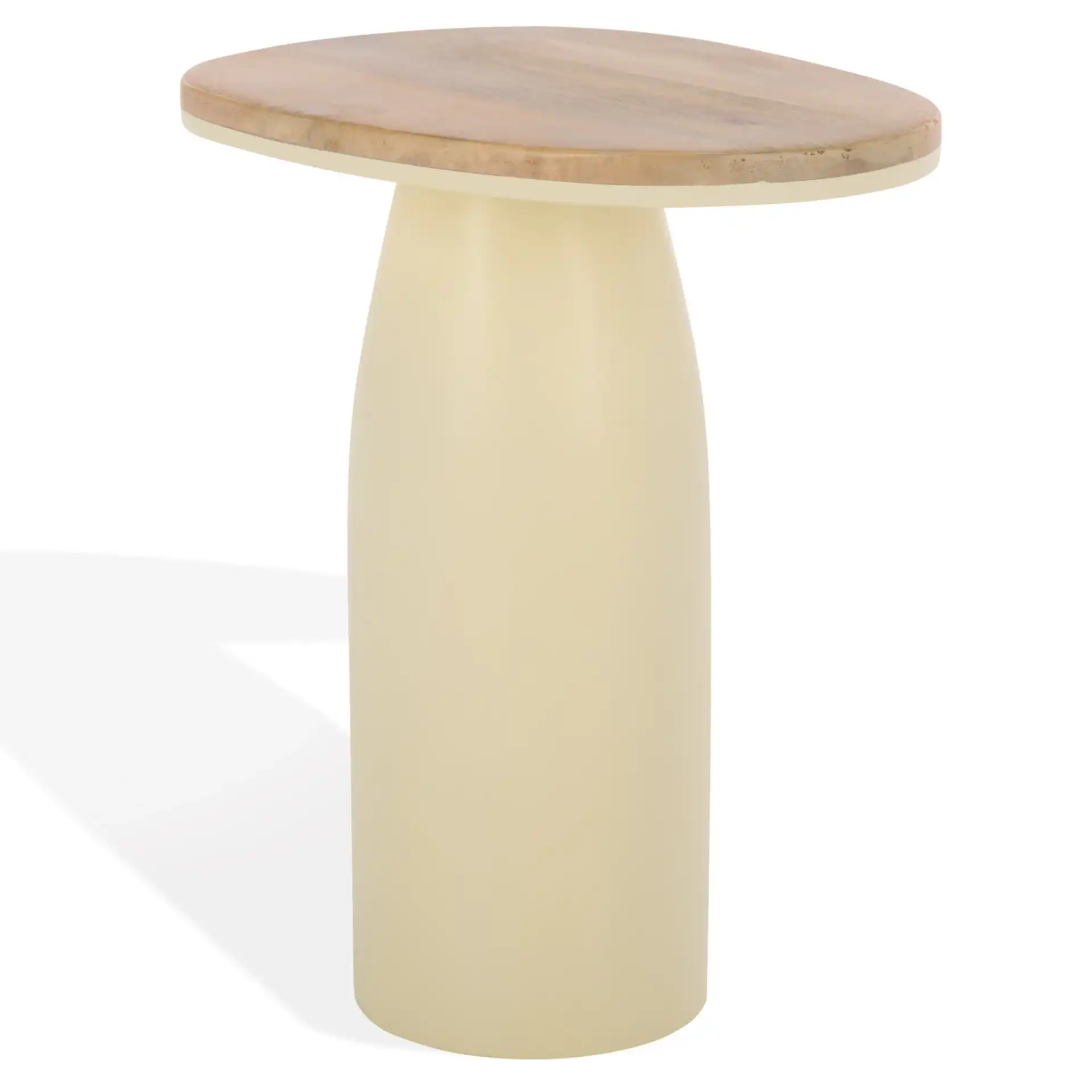 Veronica Lacquer Accent Table in Natural / White, detail view