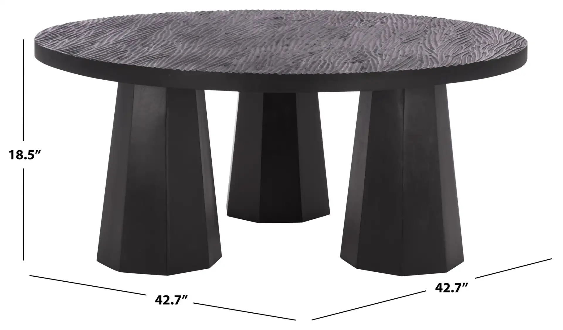 Petraclara Wood Coffee Table in Black, detail view