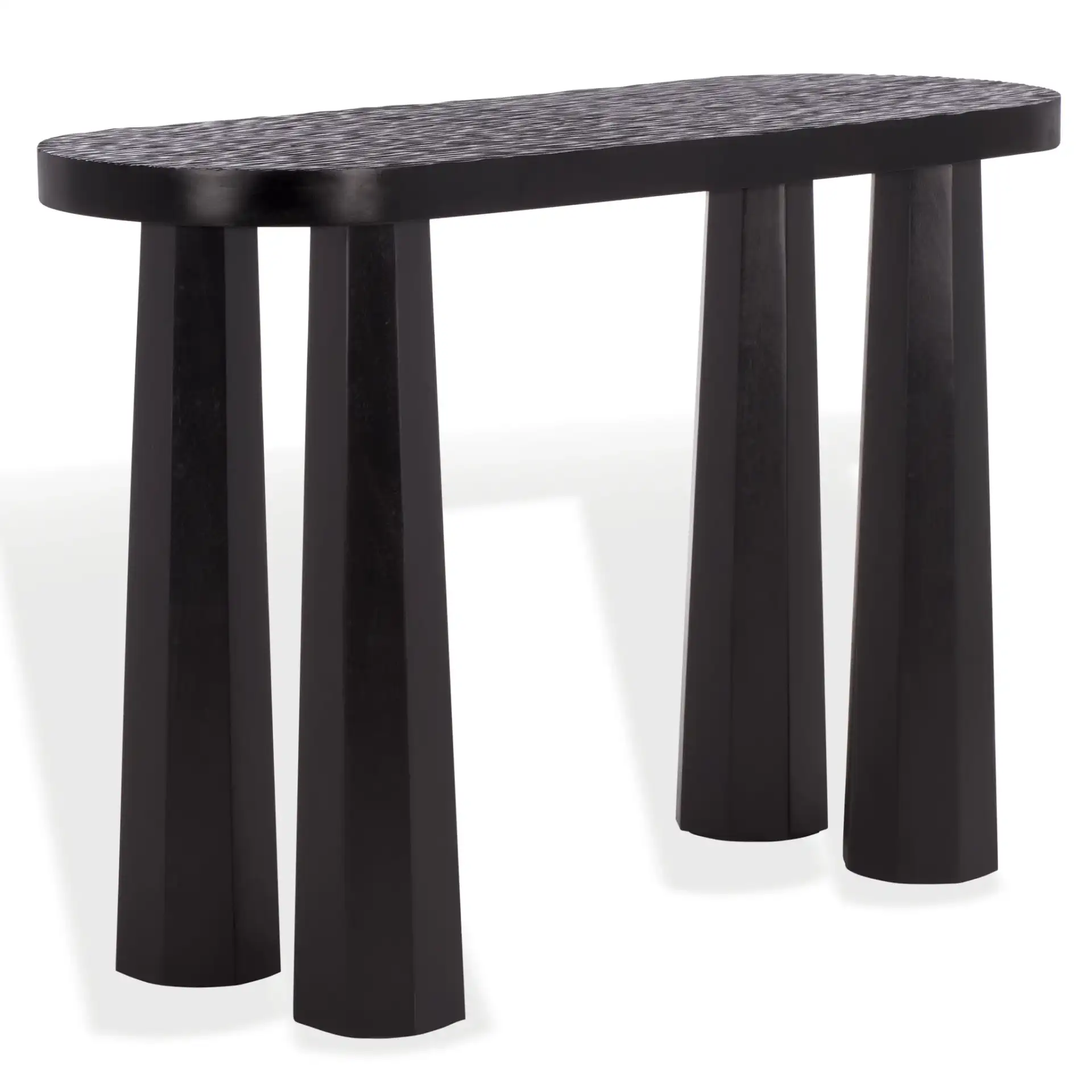 Petraclara Wood Console Table in Black, detail view