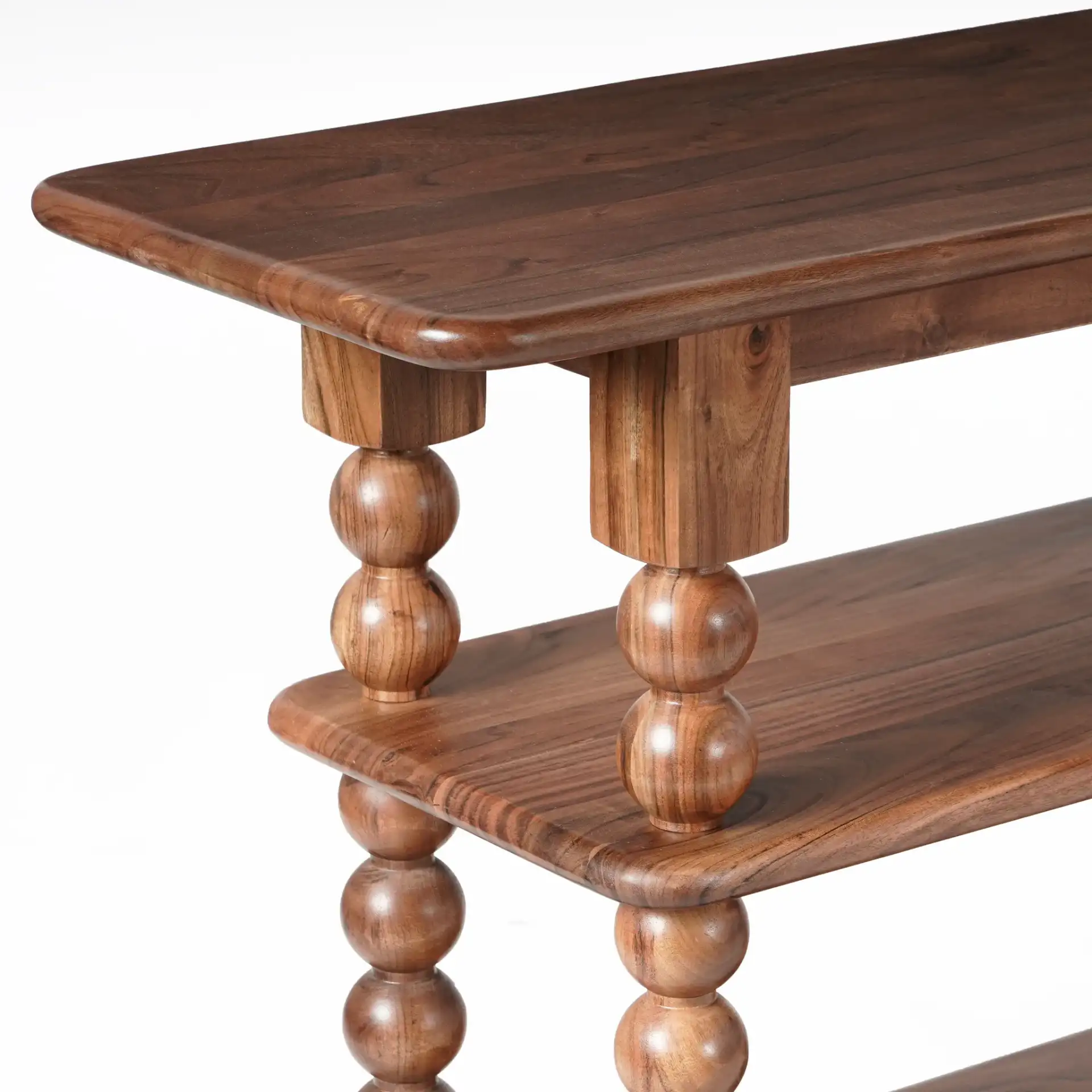 Norbert Wood Console Table in Brown in a styled room
