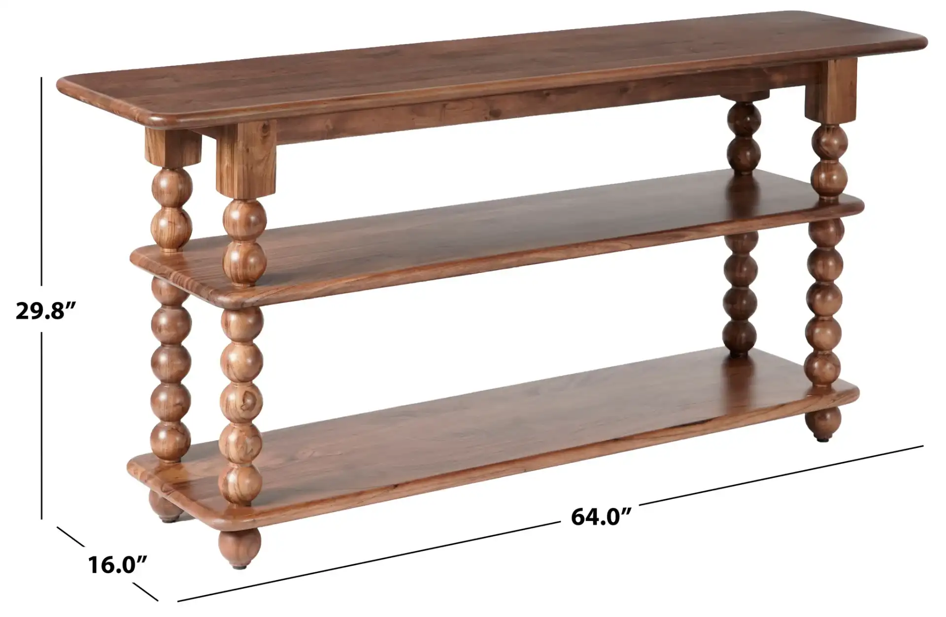 Norbert Wood Console Table in Brown, detail view