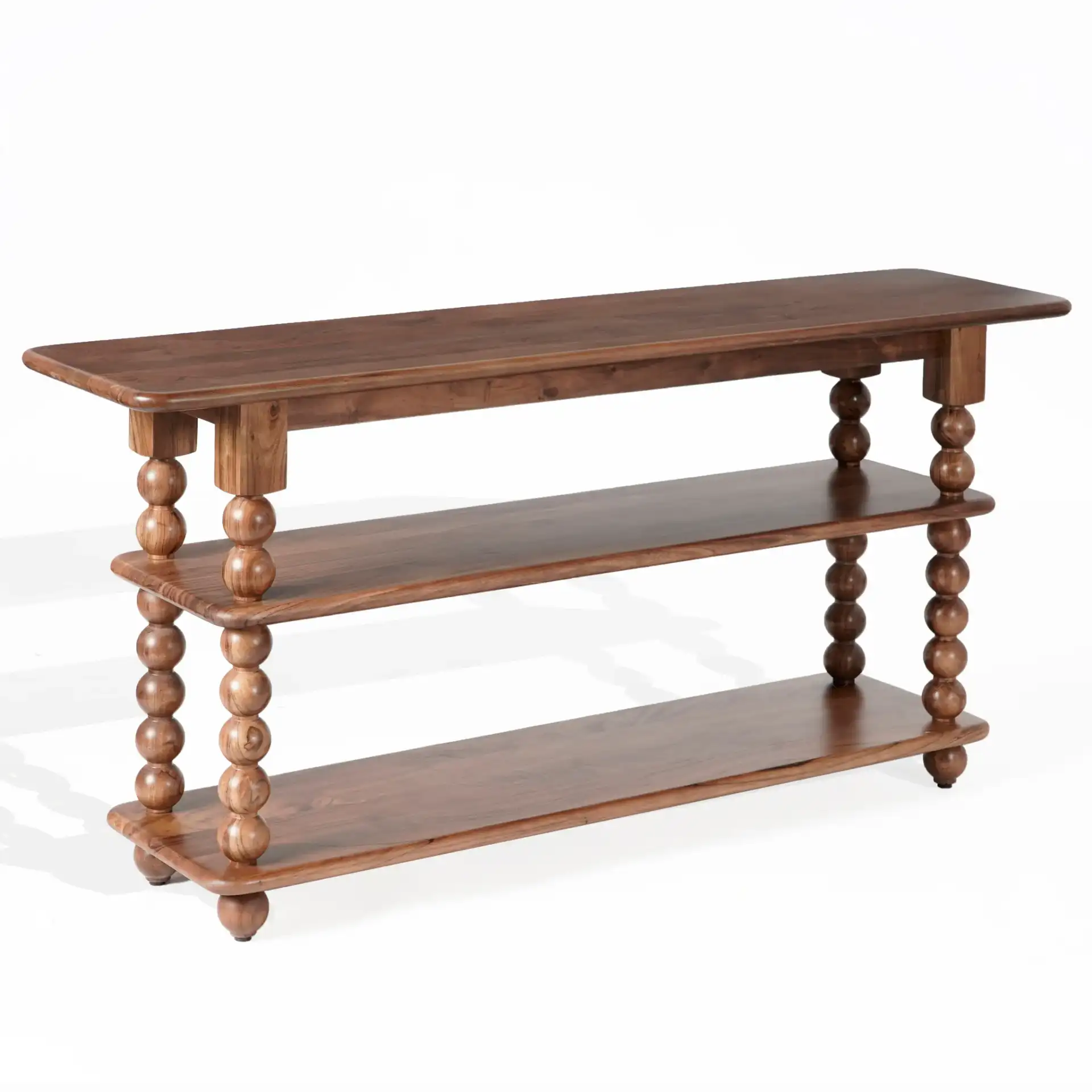 Norbert Wood Console Table in Brown, detail view