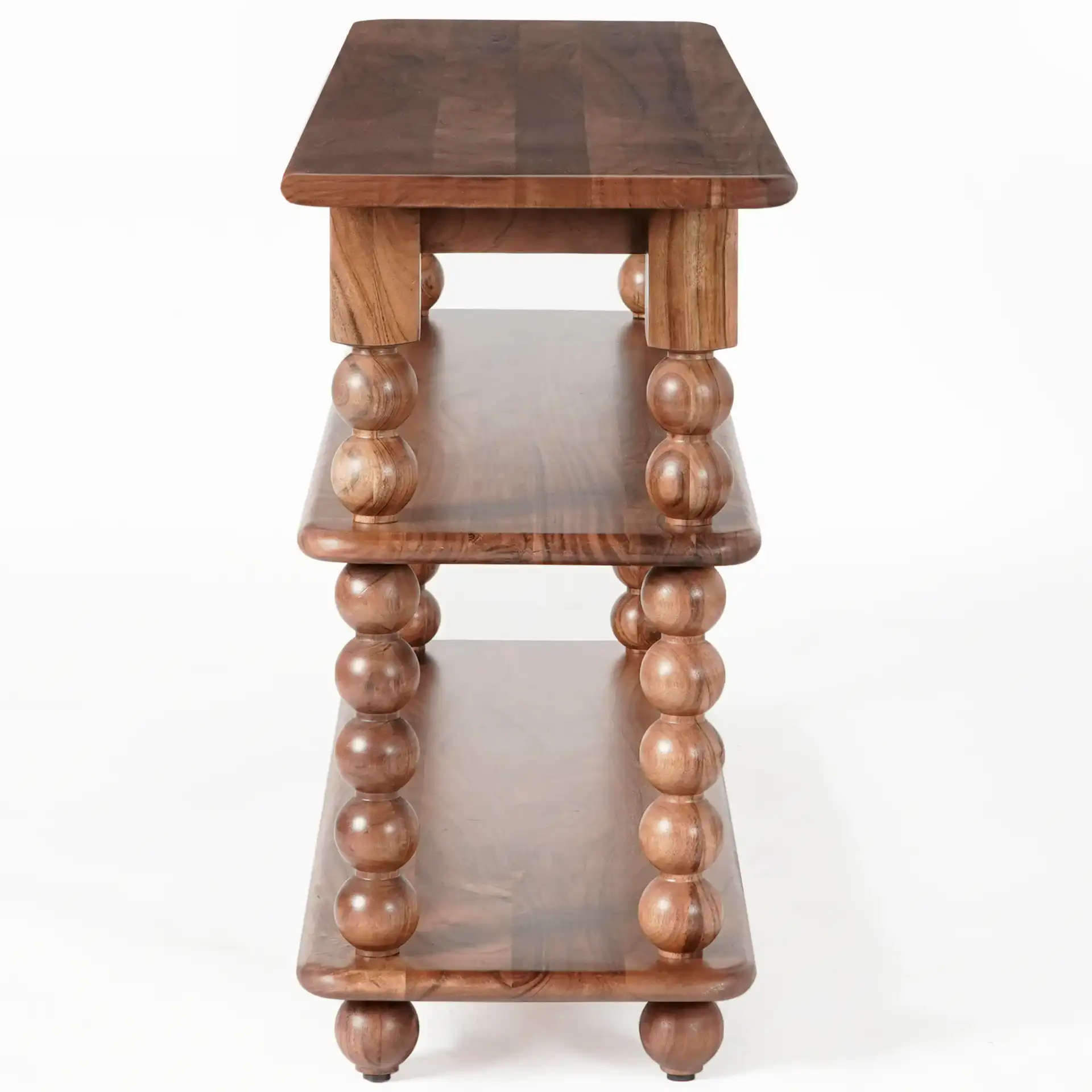 Norbert Wood Console Table in Brown, detail view