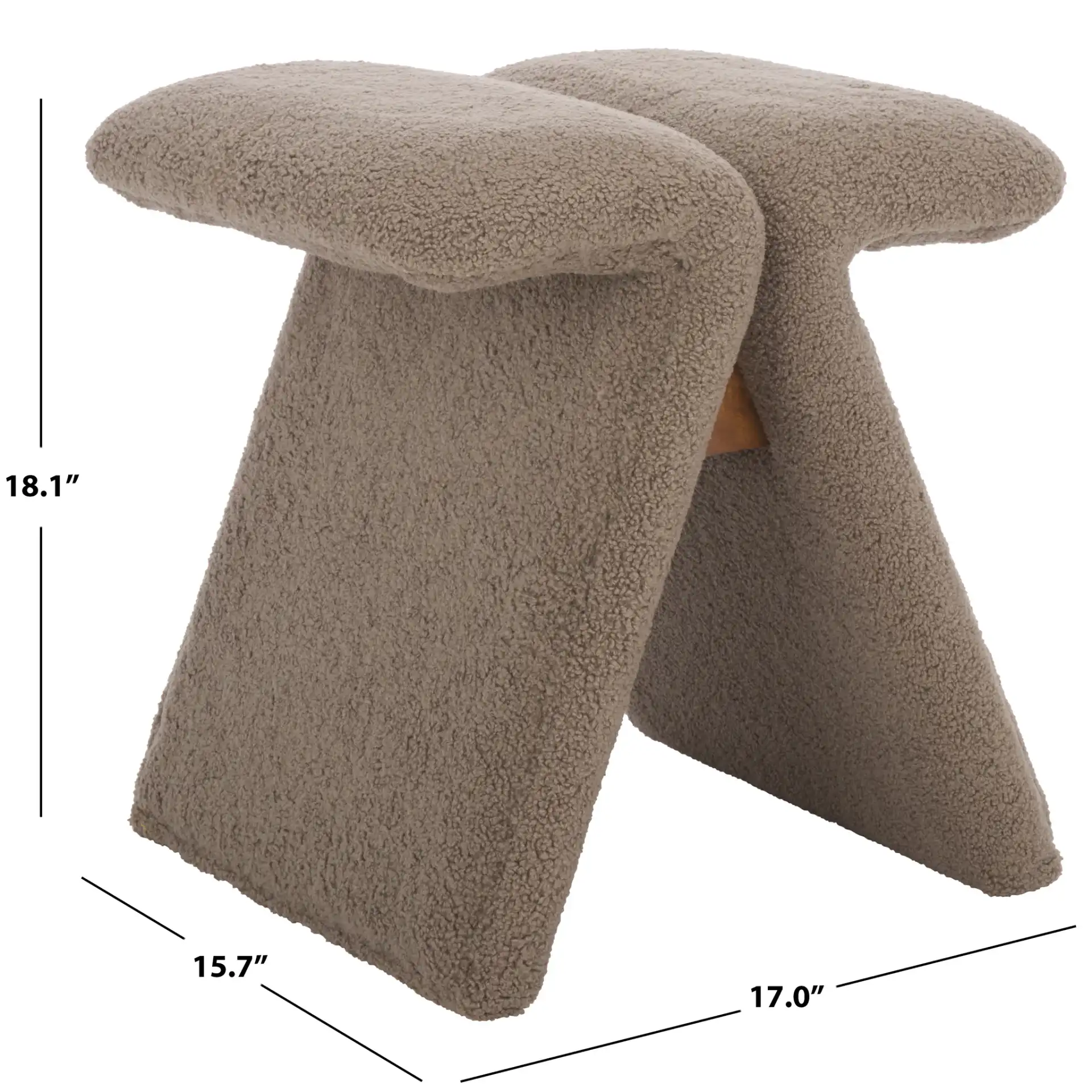 Tessabella Teddy Fabric Ottoman in Dark Brown, detail view