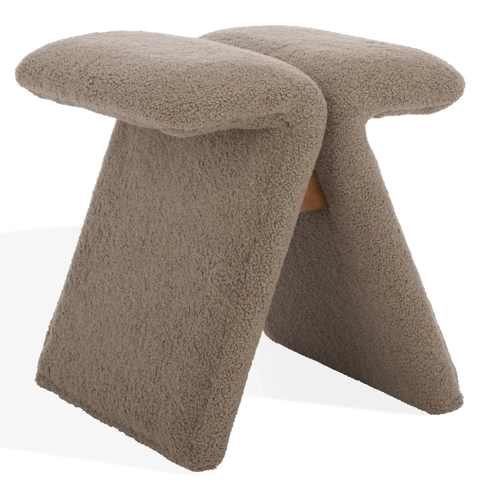 Tessabella Teddy Fabric Ottoman in Dark Brown, detail view