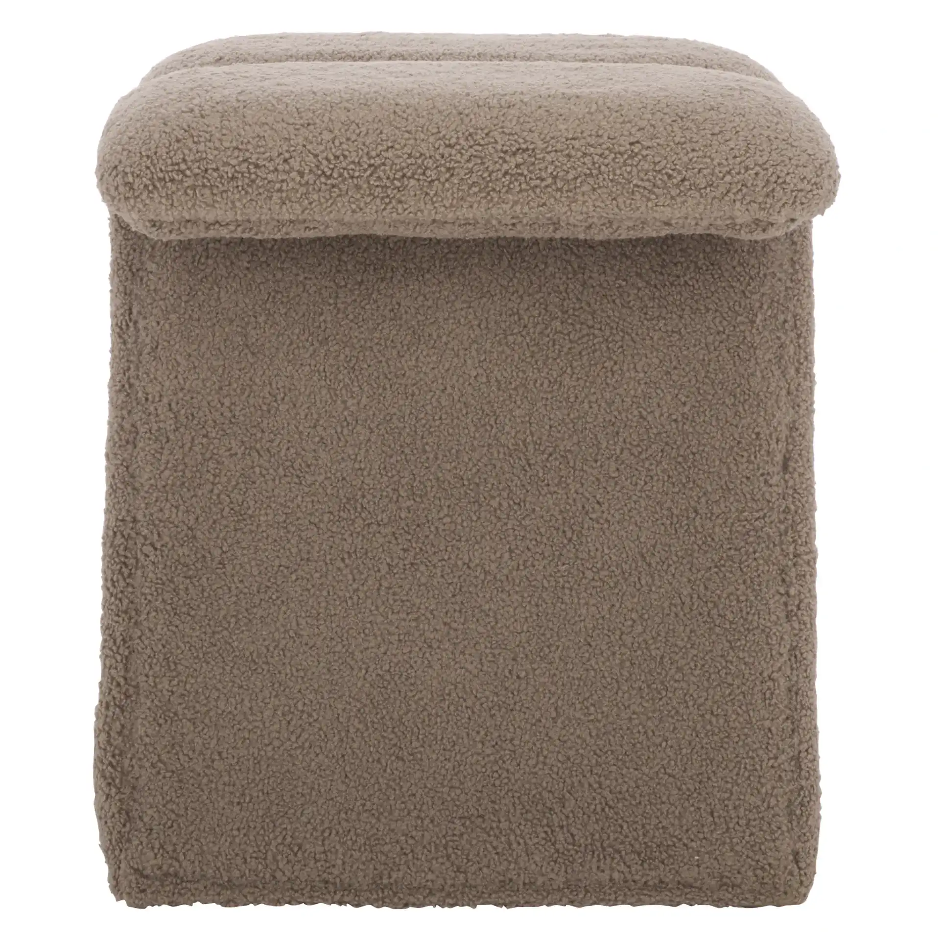 Tessabella Teddy Fabric Ottoman in Dark Brown, detail view