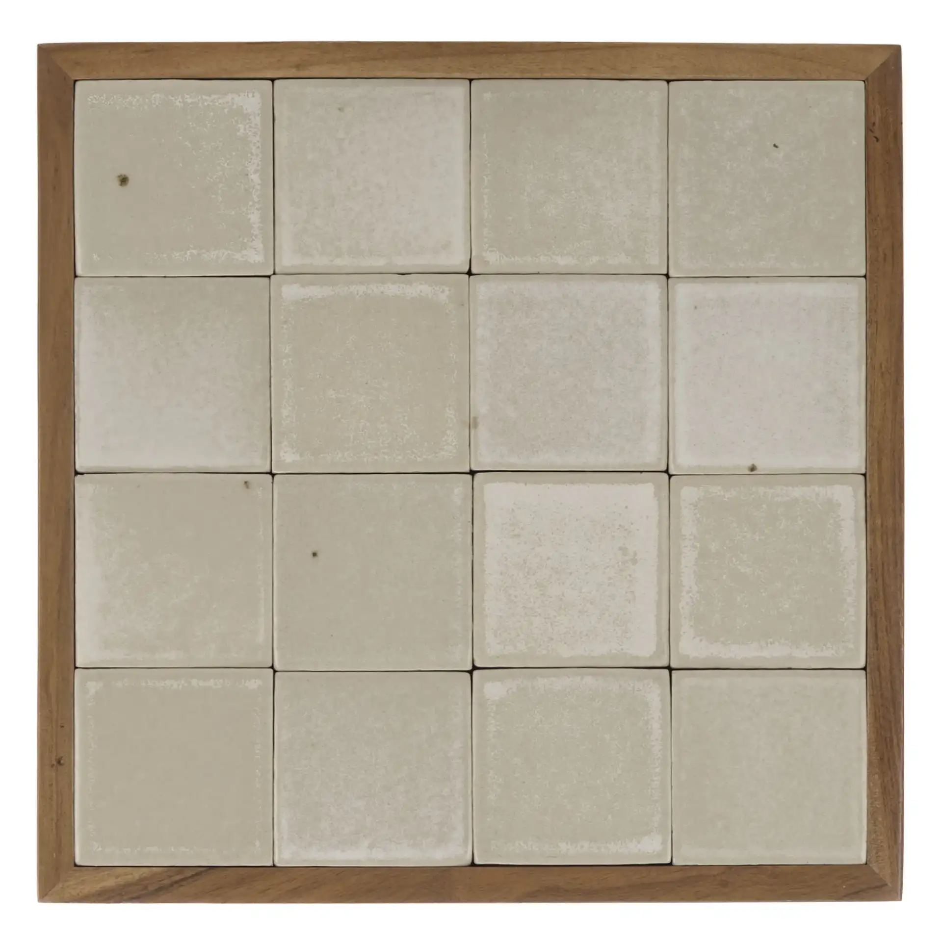 Kaylina Tile Top Accent Table in Off-White / Walnut, detail view
