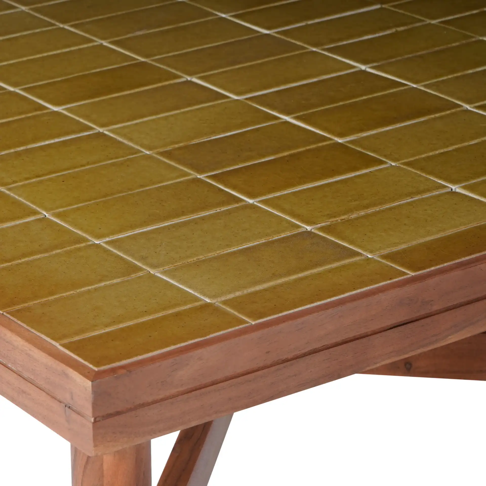 Kaylina Tile Top Coffee Table in Brown / Walnut in a styled room