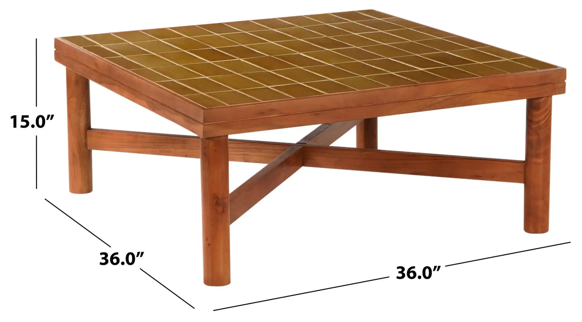 Kaylina Tile Top Coffee Table in Brown / Walnut, detail view