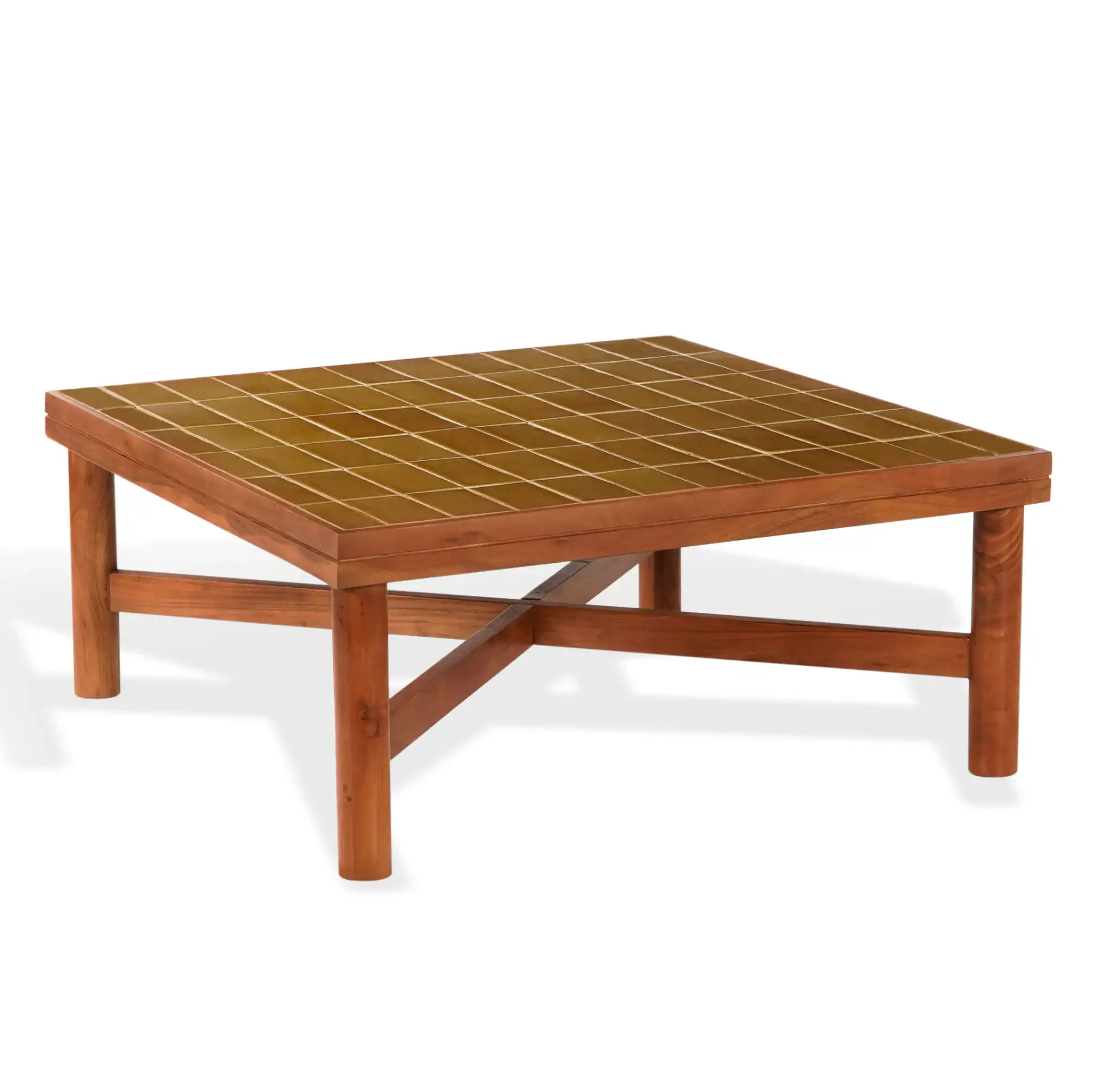 Kaylina Tile Top Coffee Table in Brown / Walnut, detail view