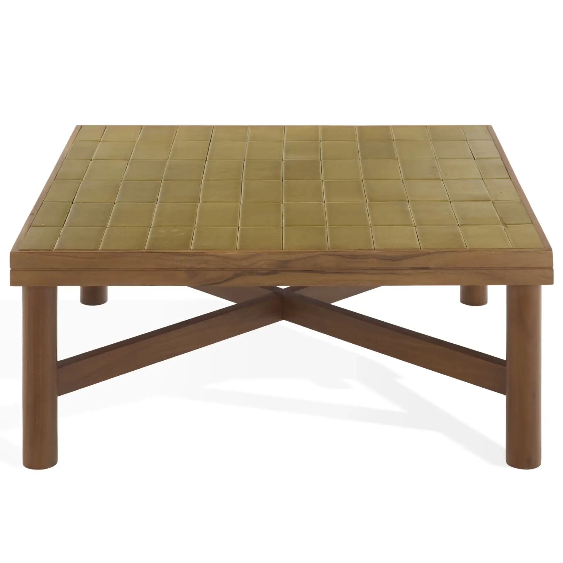 Kaylina Tile Top Coffee Table in Brown / Walnut, detail view