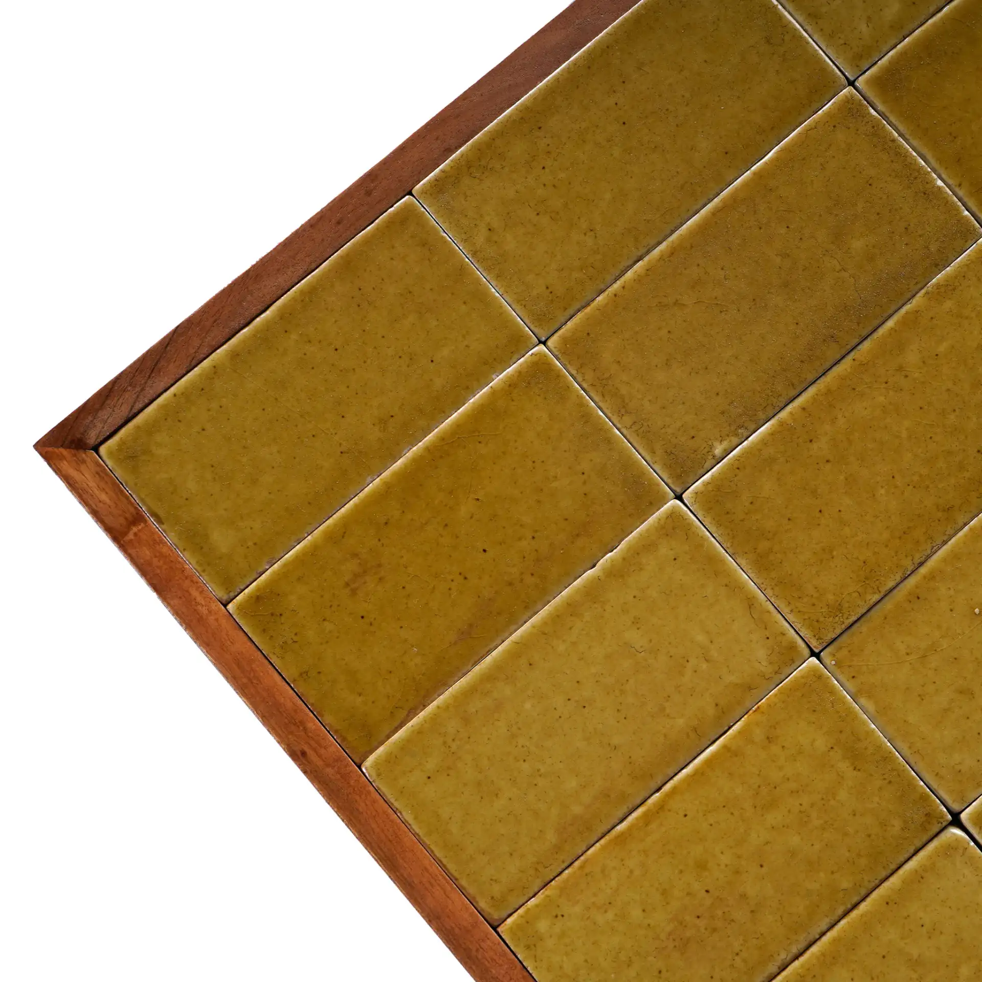Kaylina Tile Top Console Table in Brown / Walnut in a styled room