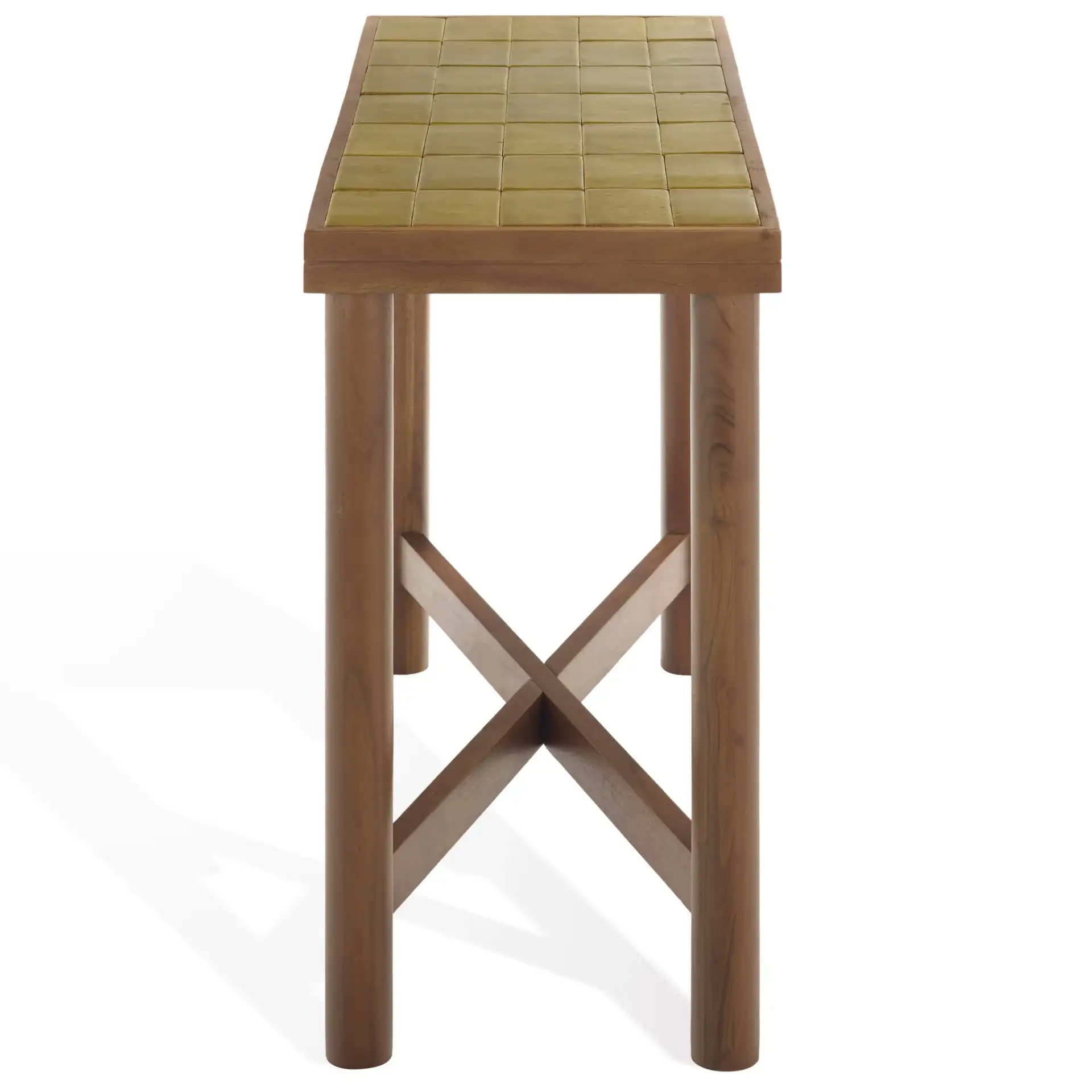 Kaylina Tile Top Console Table in Brown / Walnut, detail view