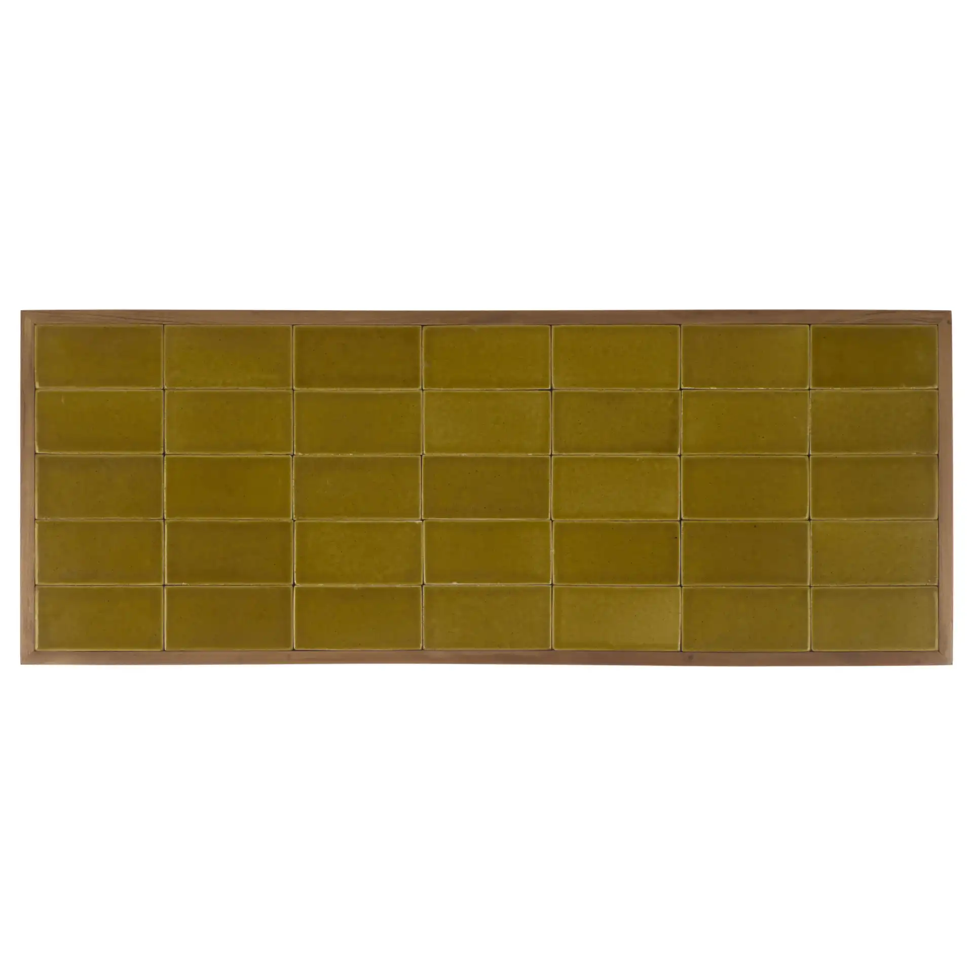 Kaylina Tile Top Console Table in Brown / Walnut, detail view