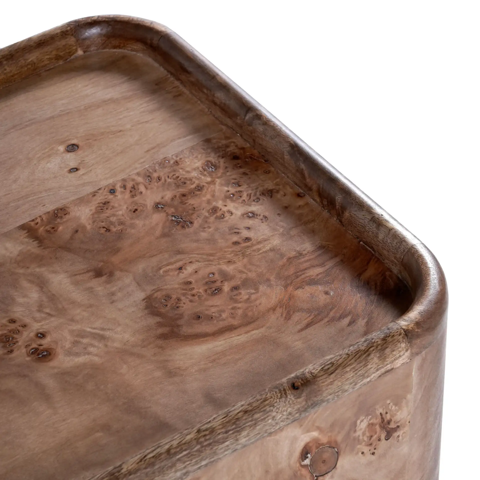 Torryn Burl Accent Table in Walnut Burl in a styled room