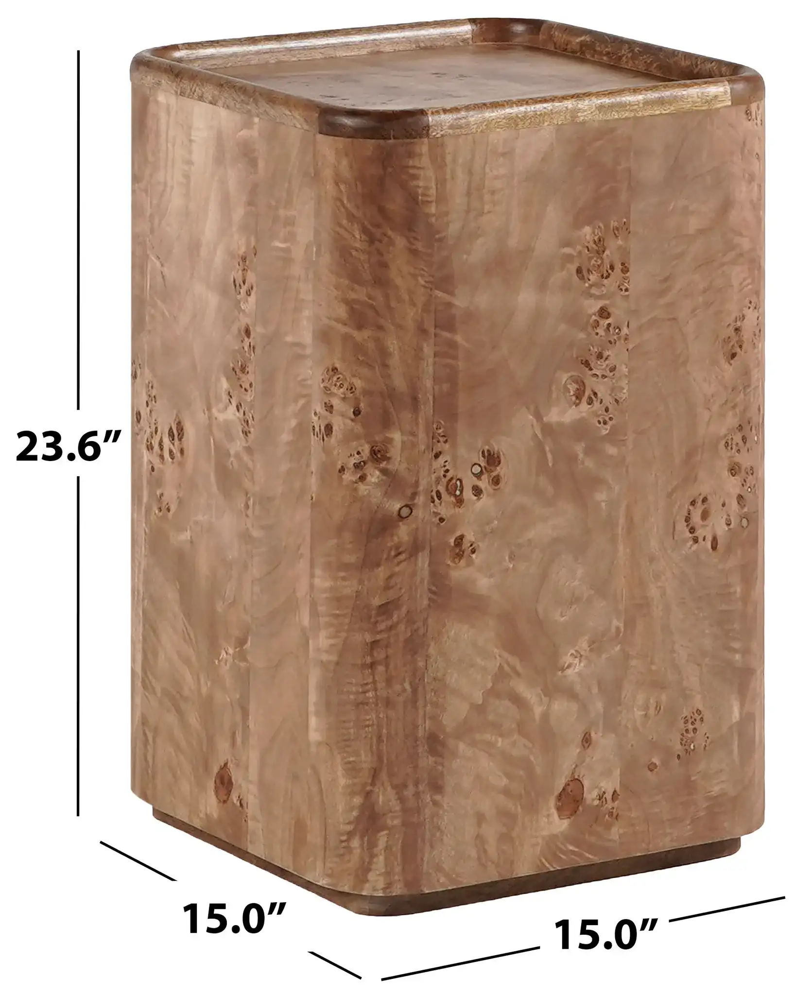 Torryn Burl Accent Table in Walnut Burl, detail view