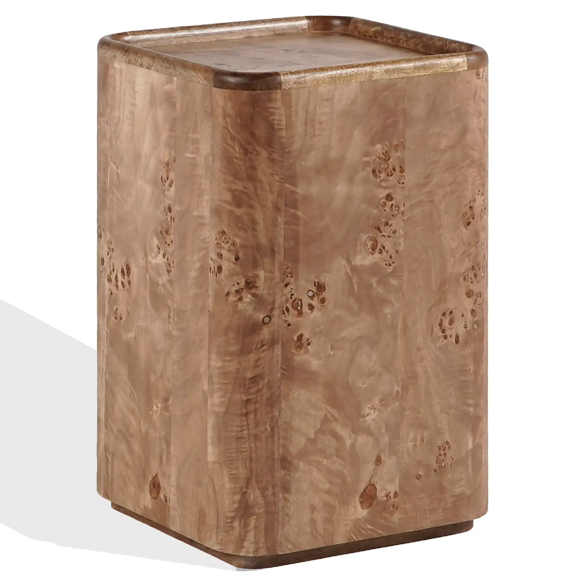 Torryn Burl Accent Table in Walnut Burl, detail view
