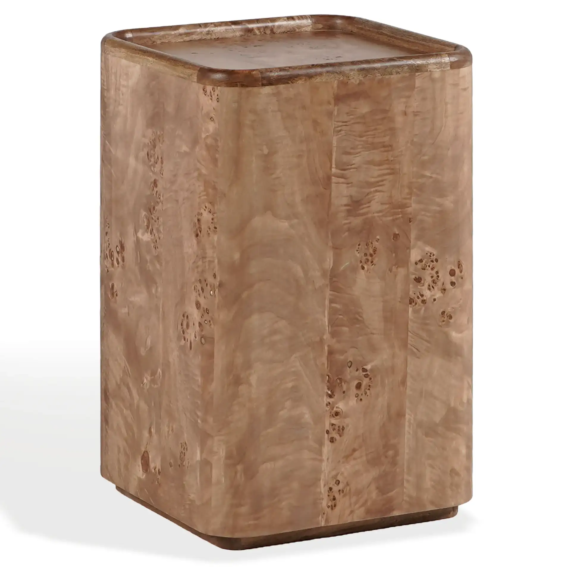Torryn Burl Accent Table in Walnut Burl, detail view
