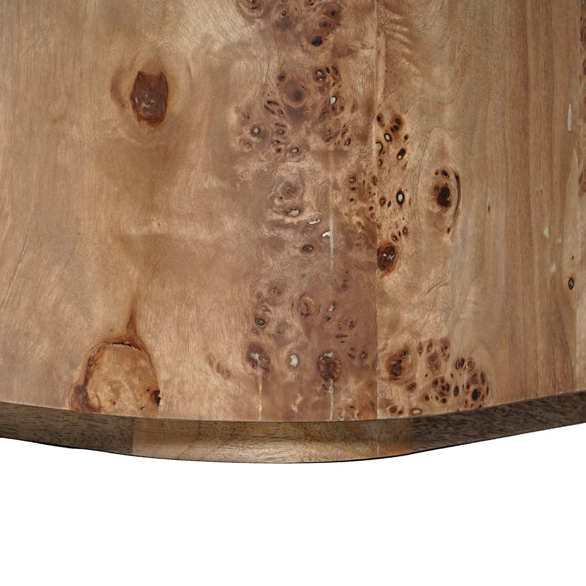 Torryn Burl Coffee Table in Walnut Burl, detail view