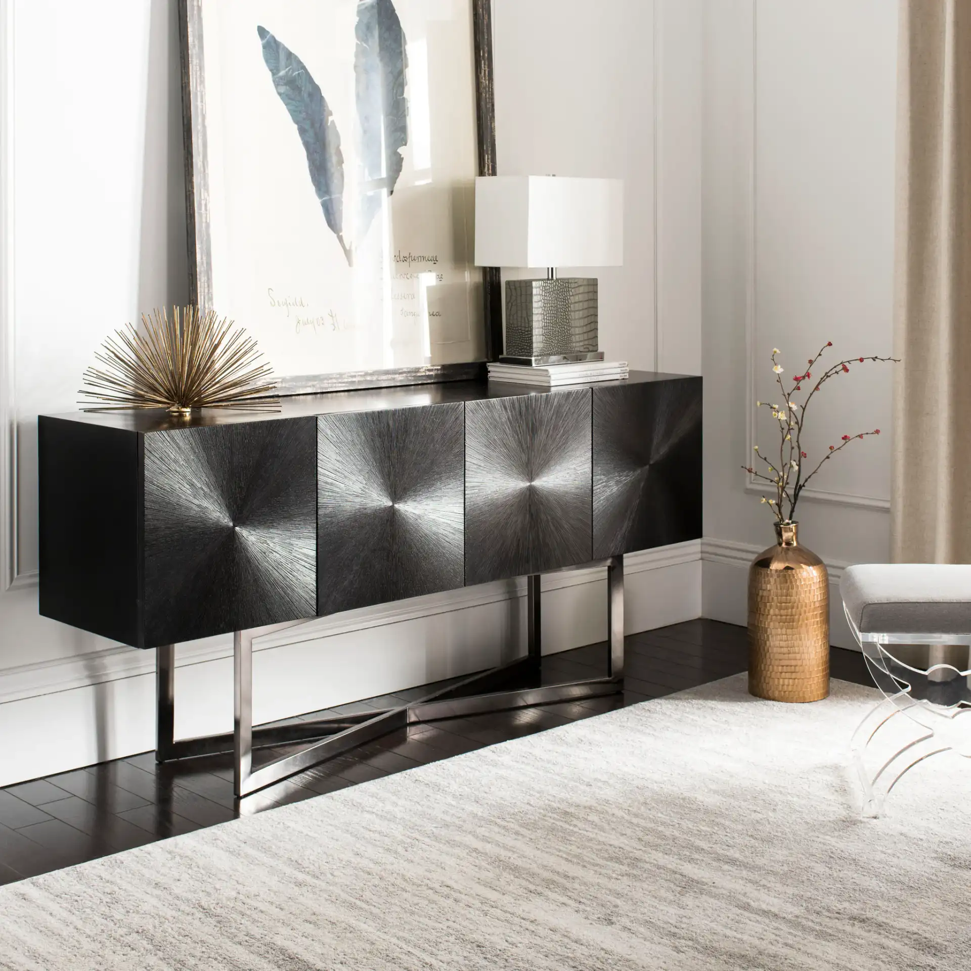 Zena Buffet in Black in a styled room