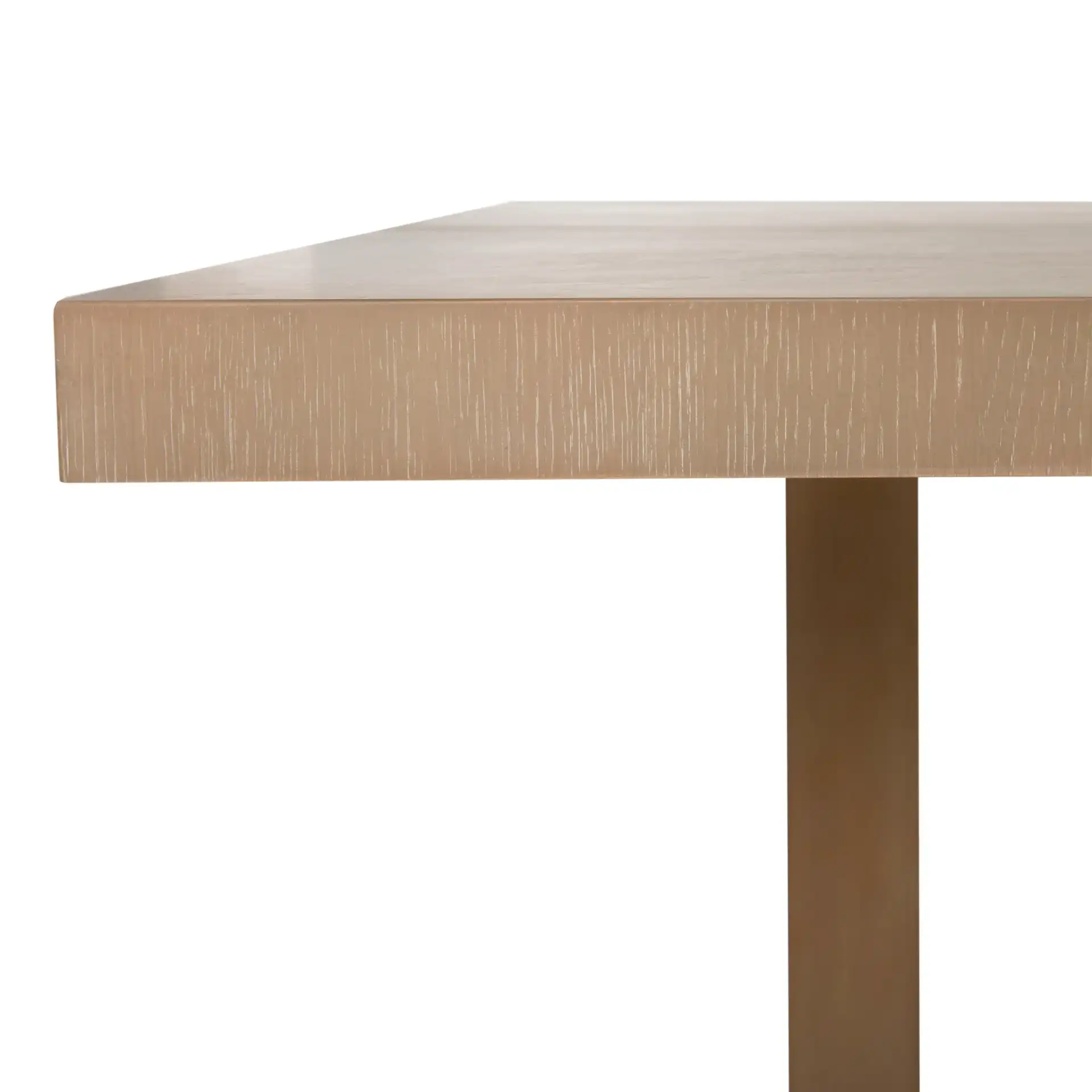 Quinn Dining Table in Gray Oak / Brass in a styled room
