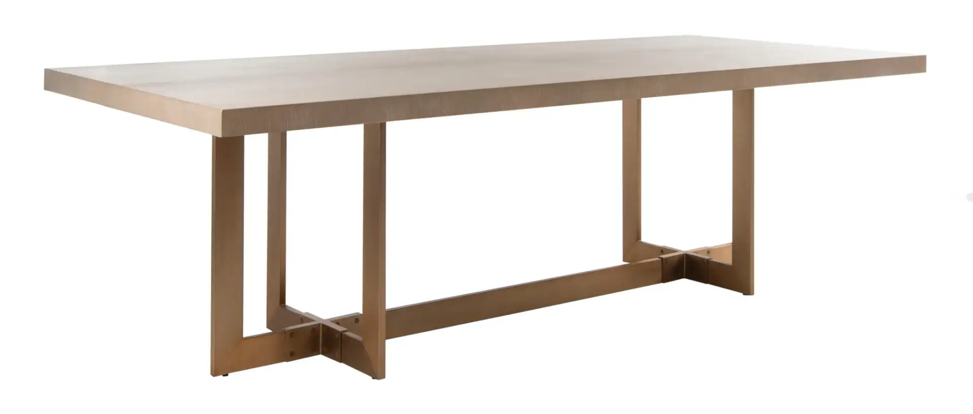Quinn Dining Table in Gray Oak / Brass, detail view