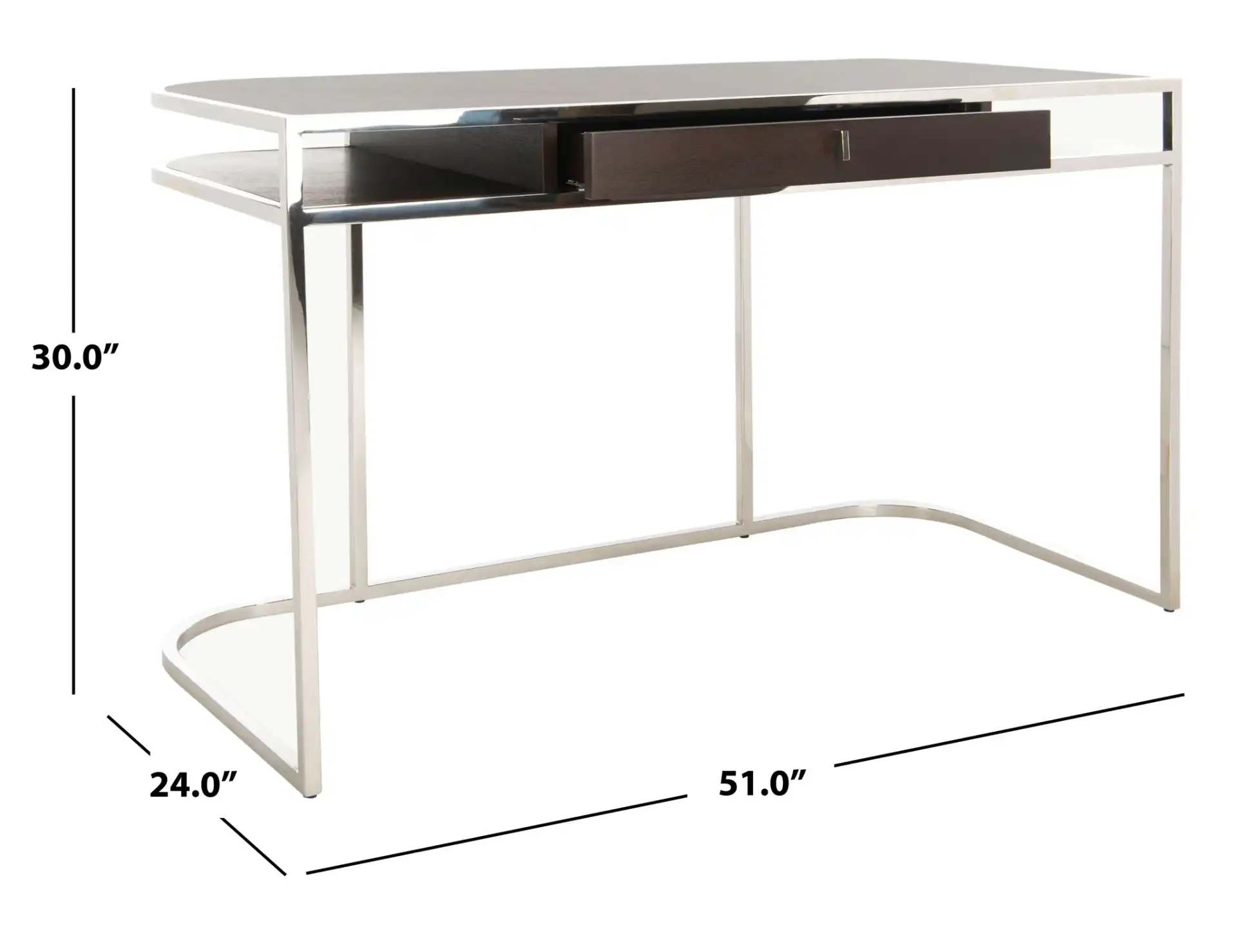 Julian Desk in Espresso / Steel, detail view