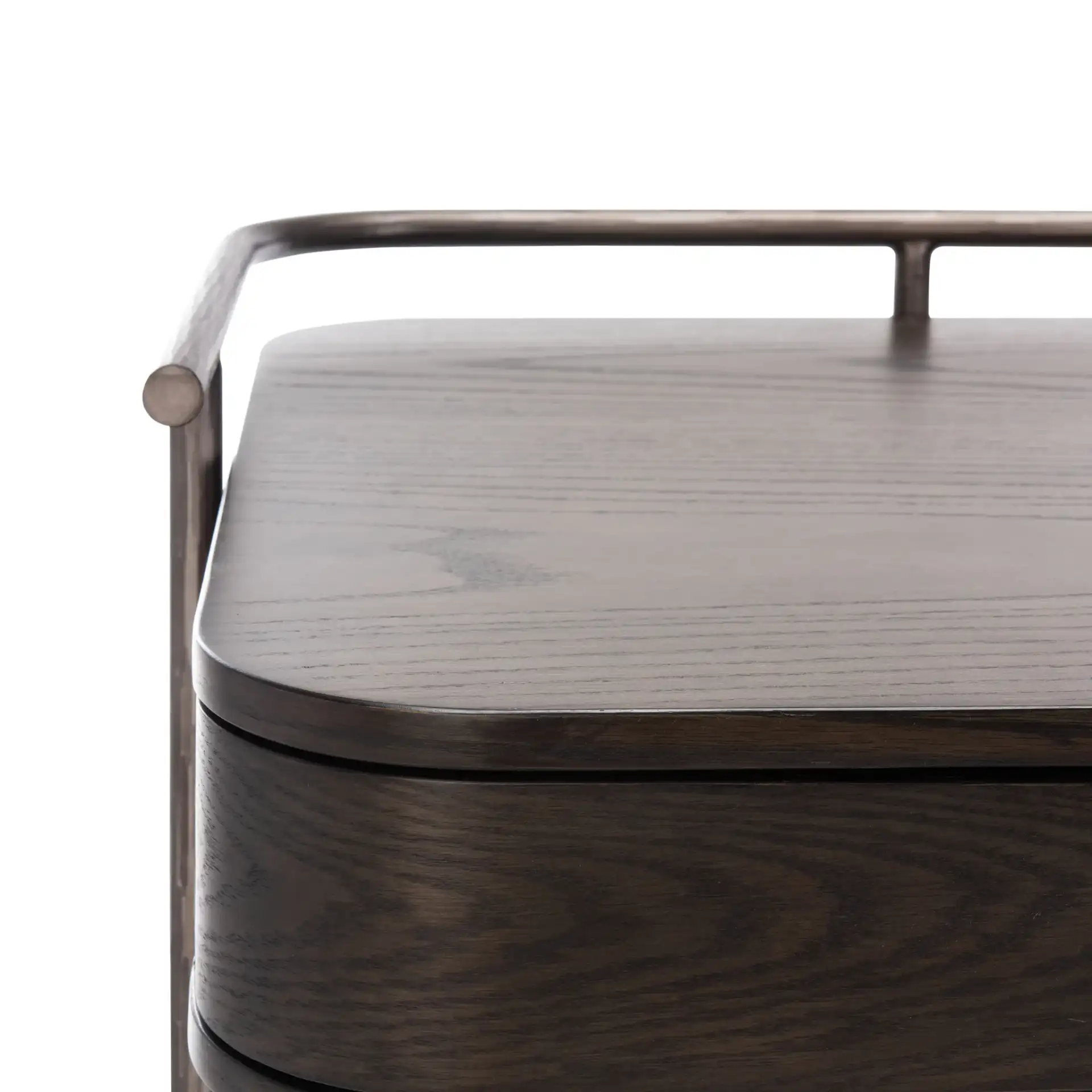 Ferrell Modern Wood Desk in Dark Walnut in a styled room