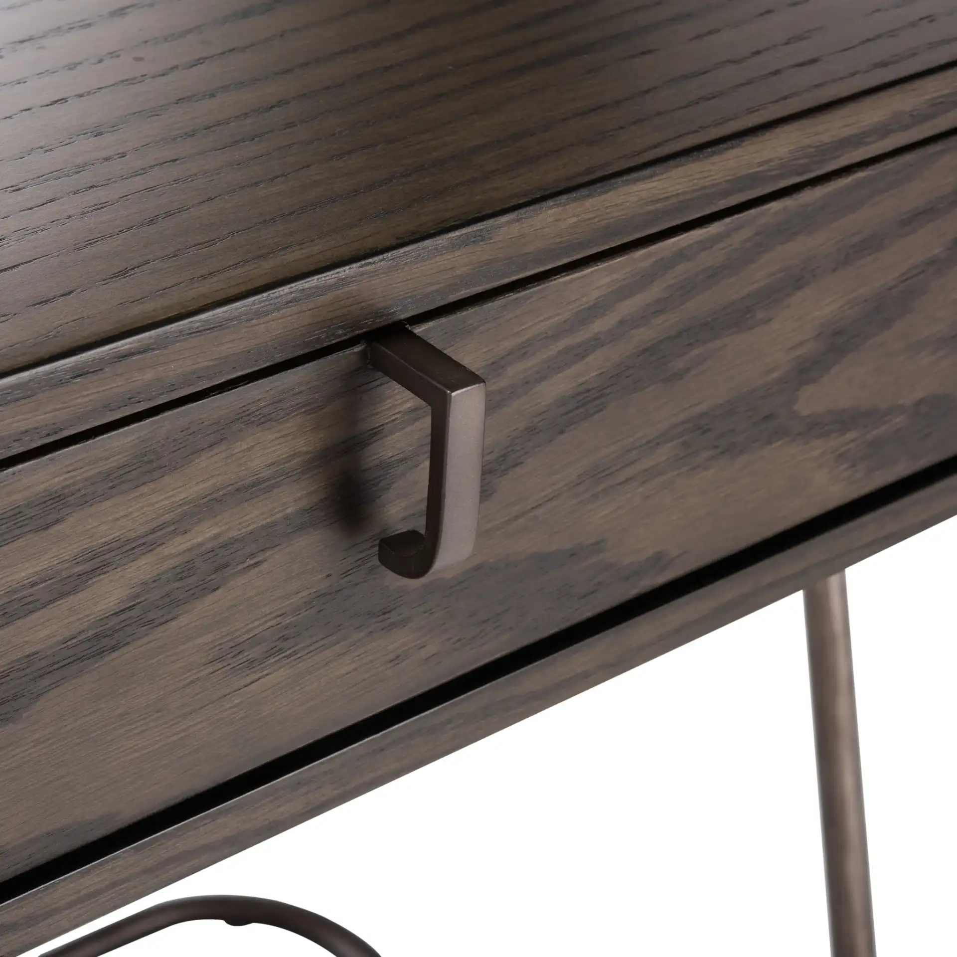 Ferrell Modern Wood Desk in Dark Walnut in a styled room