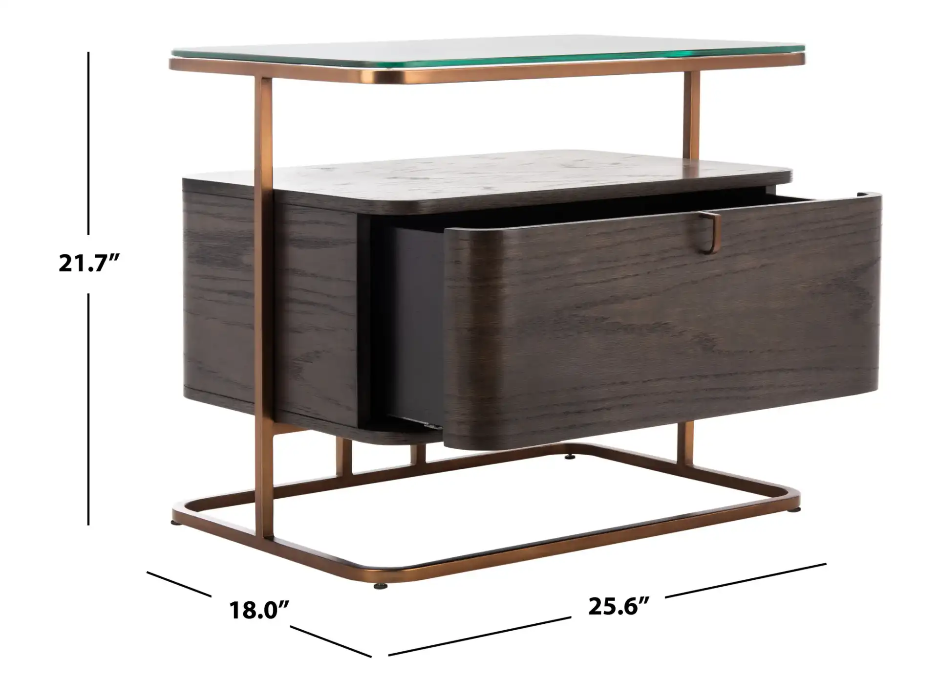 Johnson One-Drawer Nightstand in Dark Walnut, detail view