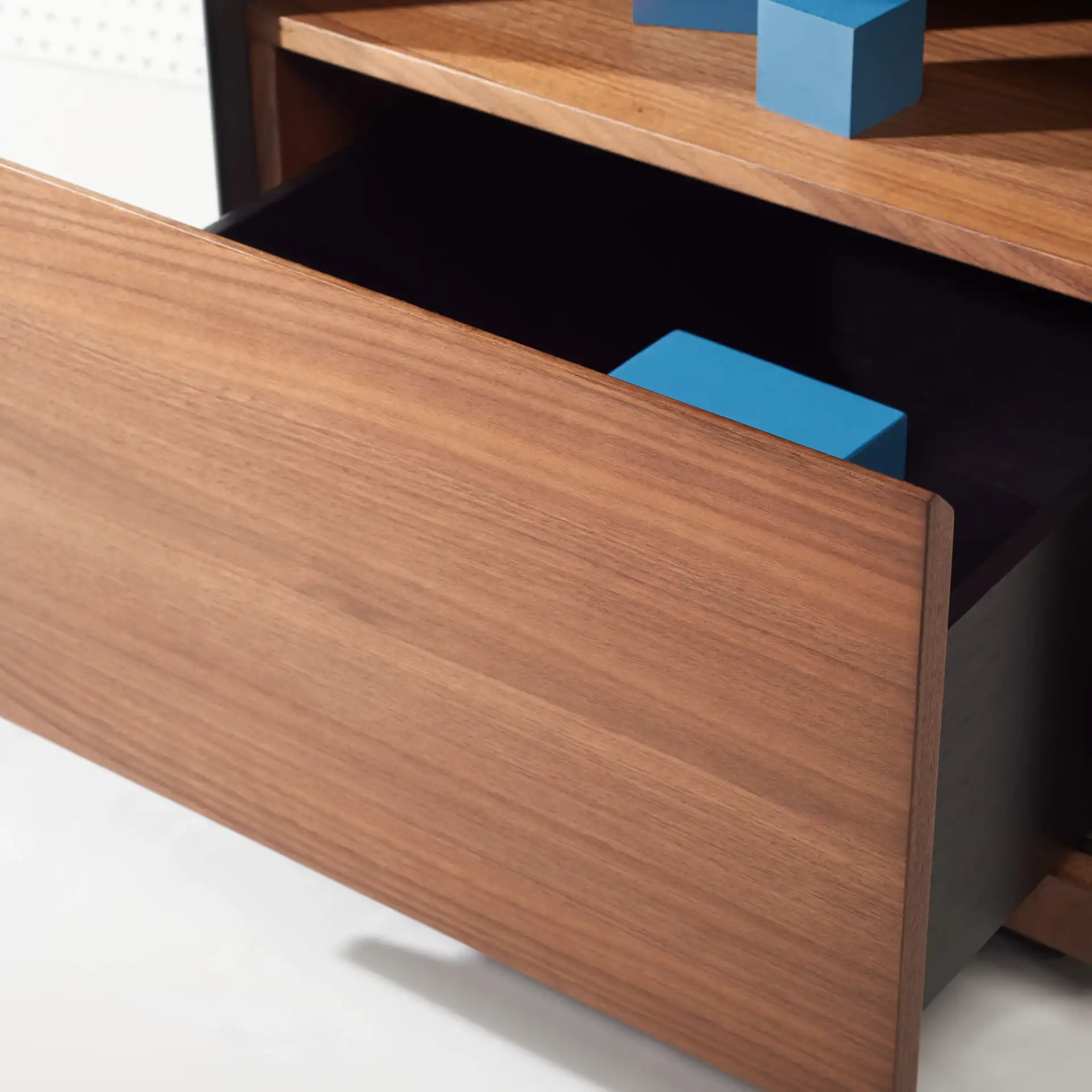 Lawrence One-Drawer Nightstand in Walnut in a styled room