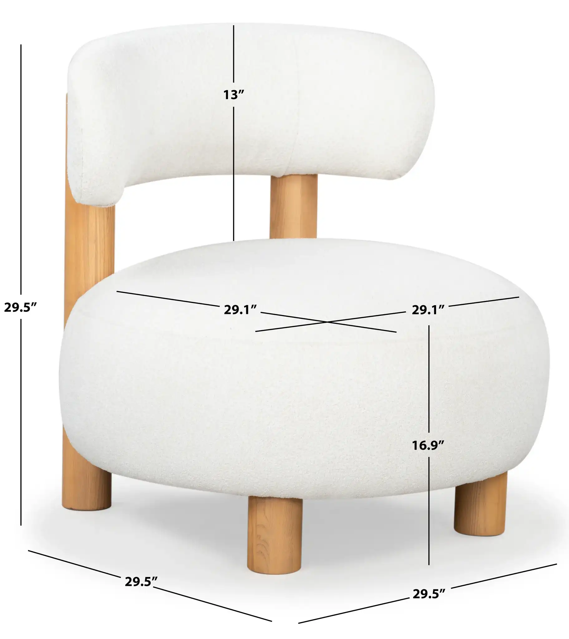 Eduardo Boucle Accent Chair in Ivory / Natural, detail view