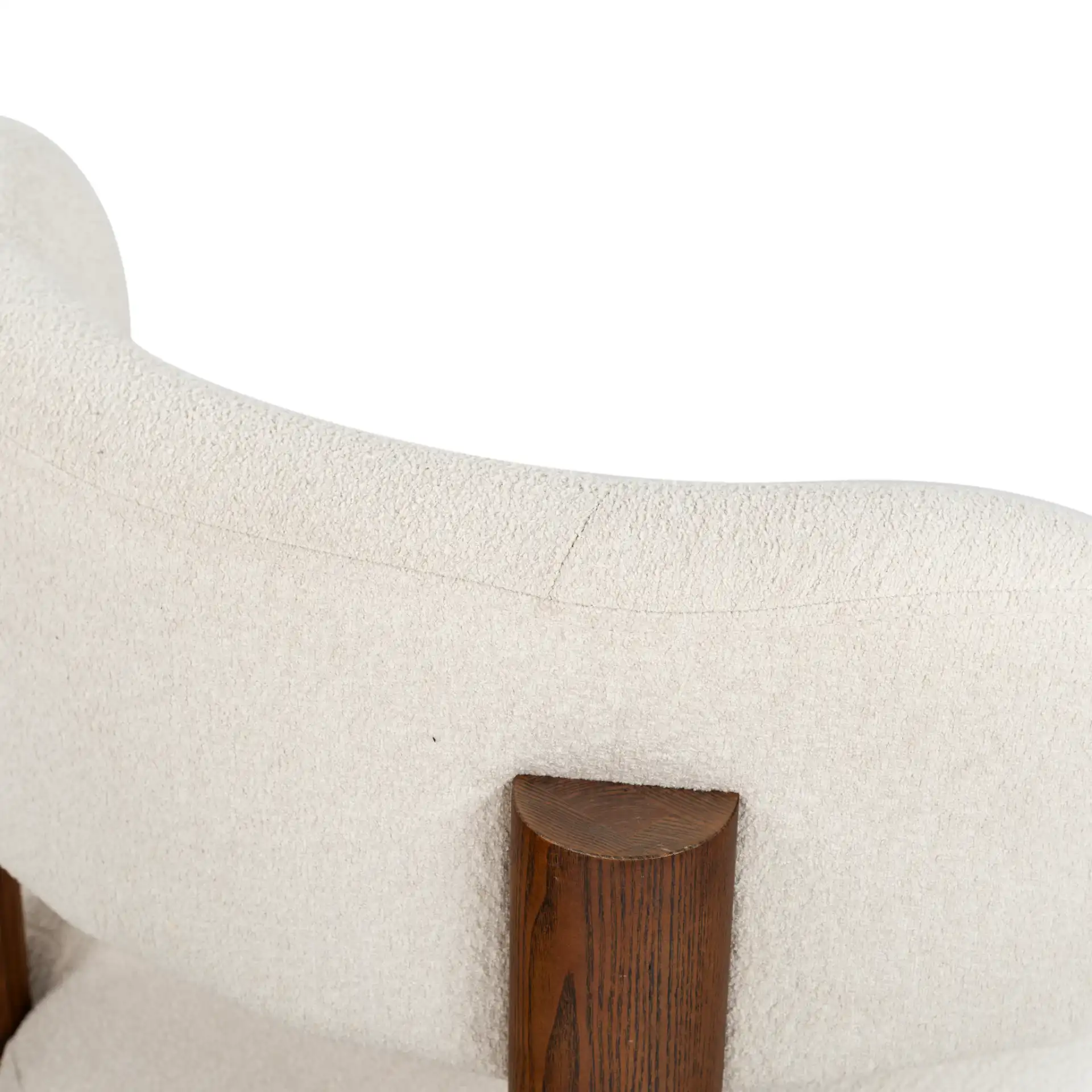 Eduardo Boucle Accent Chair in Tan / Walnut in a styled room