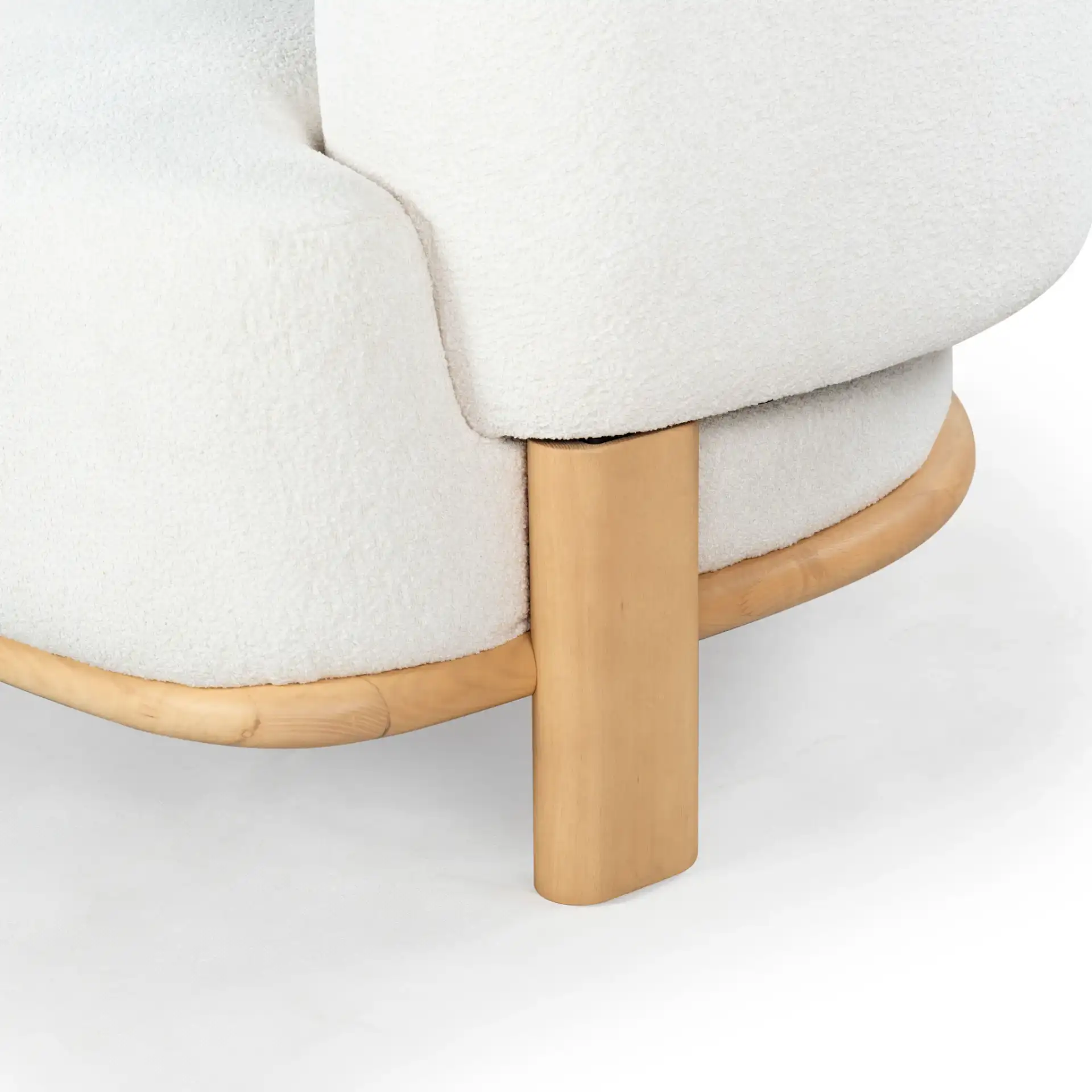 Oscar Boucle Accent Chair in Light Brown / Natural in a styled room
