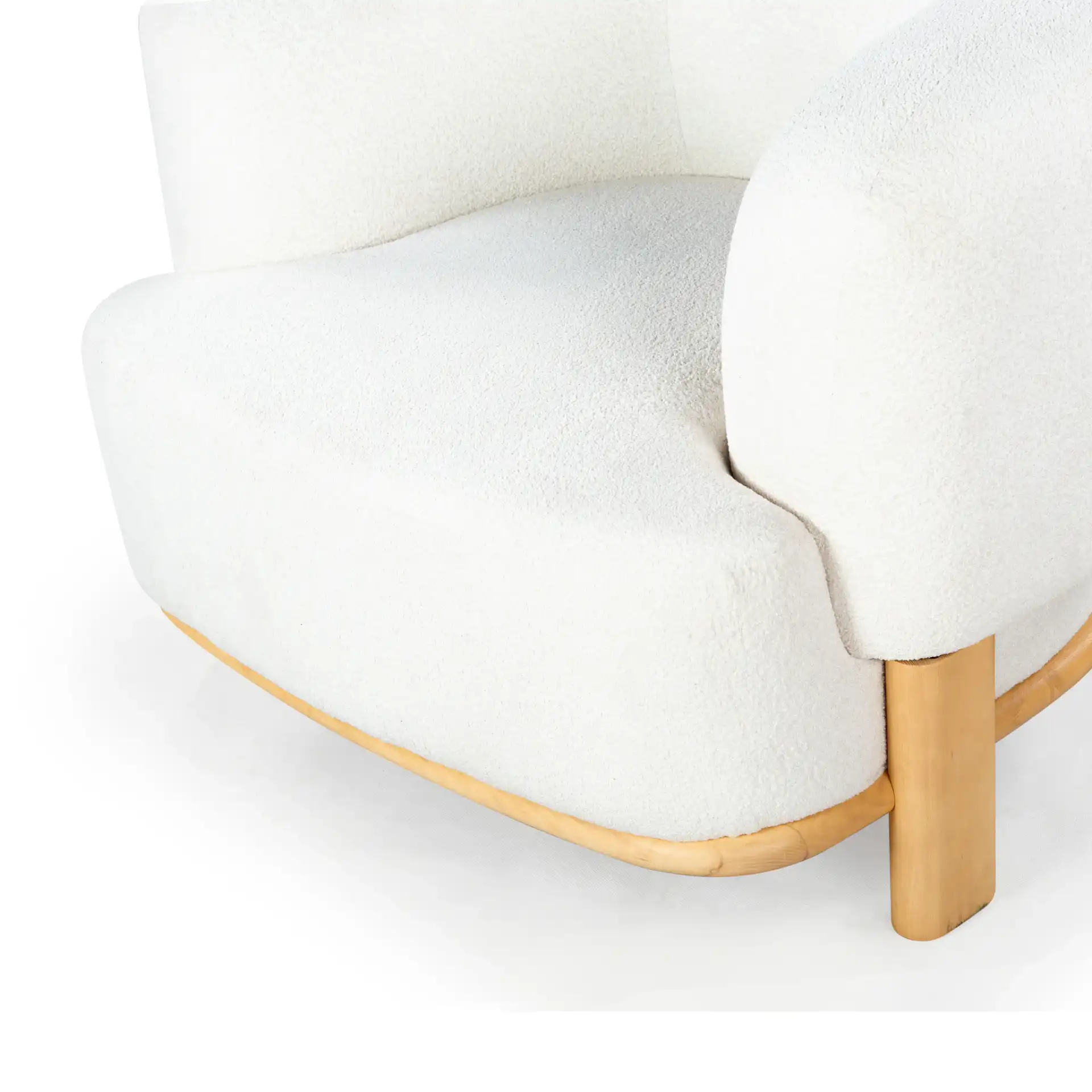 Oscar Boucle Accent Chair in Light Brown / Natural in a styled room