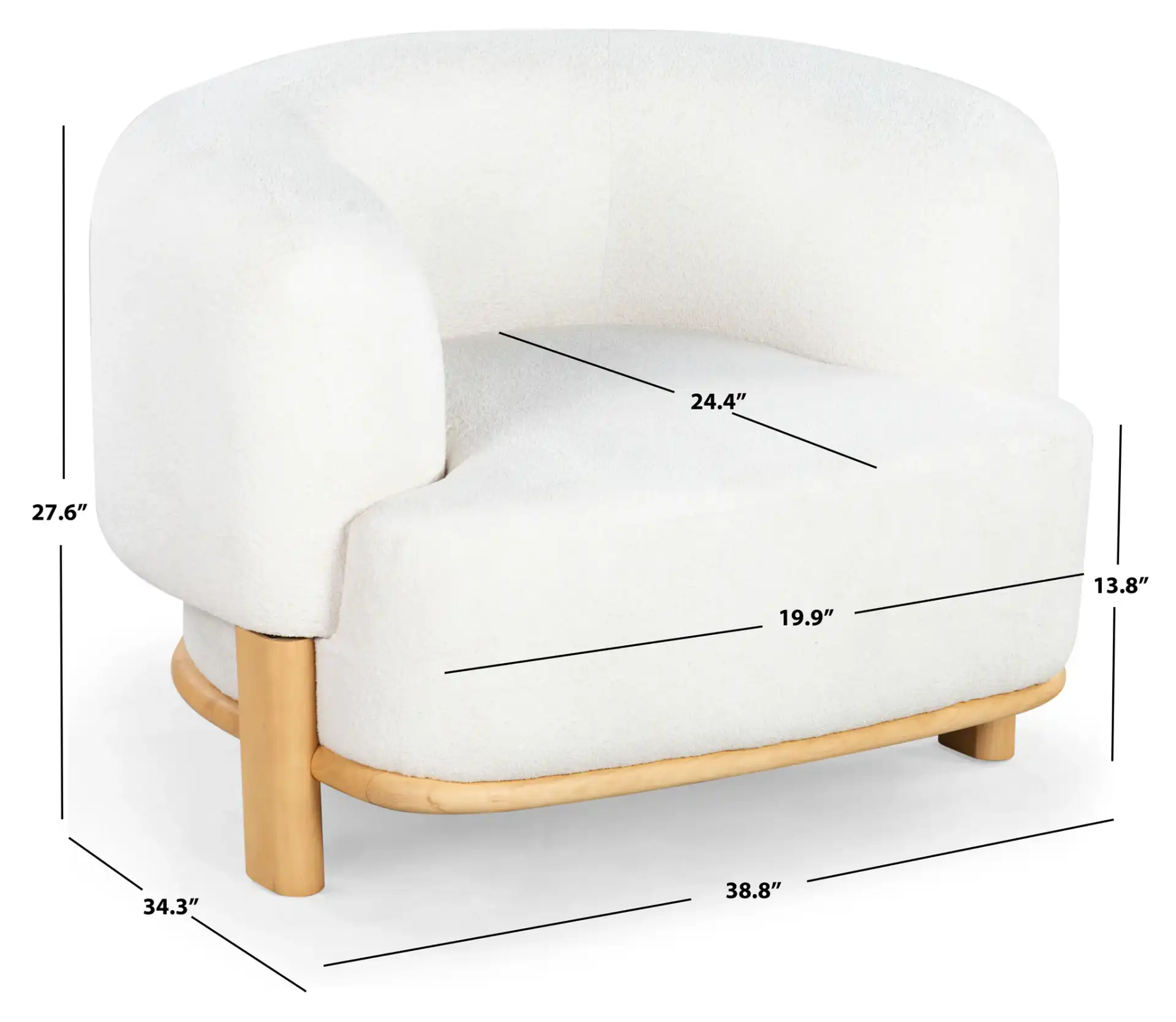 Oscar Boucle Accent Chair in Light Brown / Natural, detail view