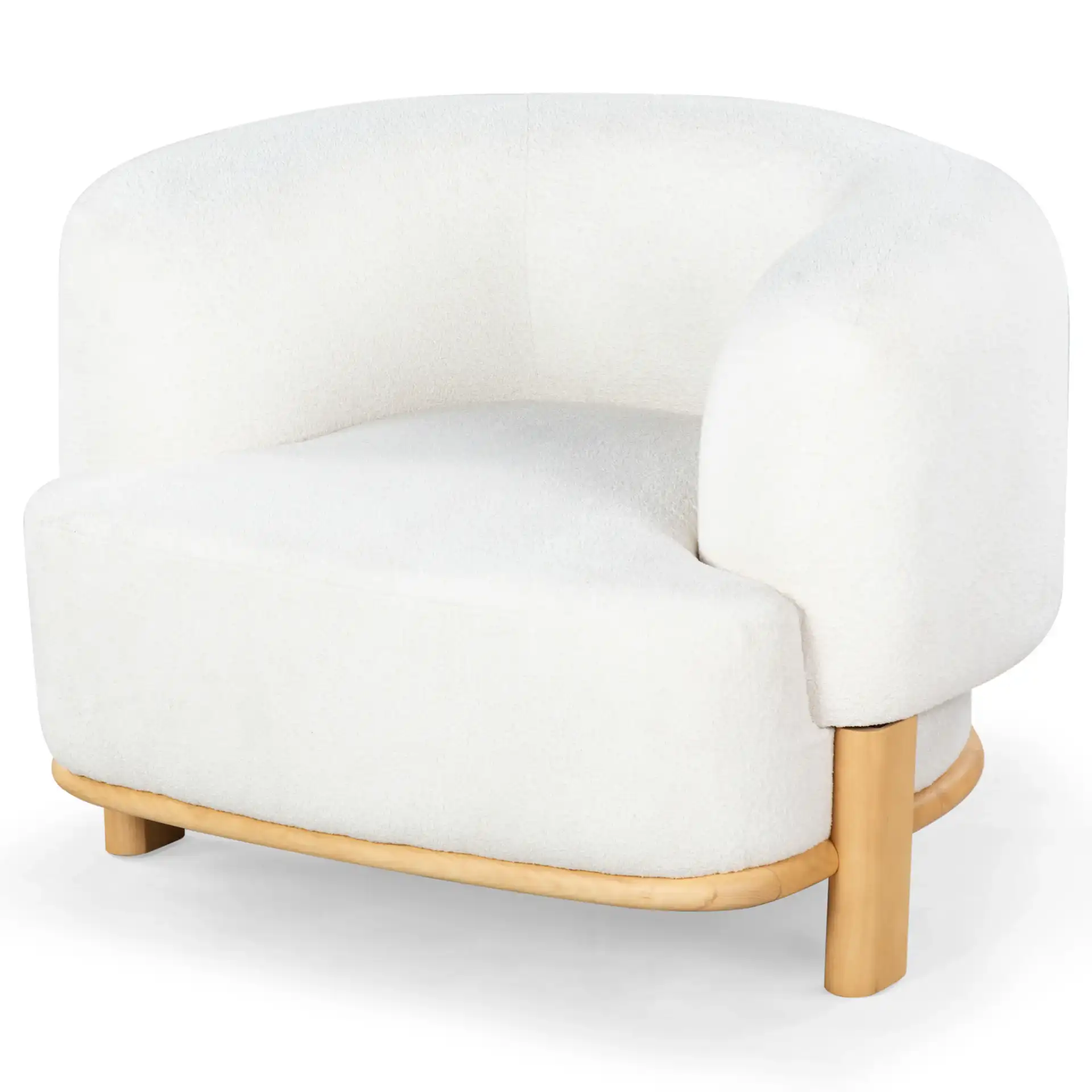 Oscar Boucle Accent Chair in Light Brown / Natural, detail view
