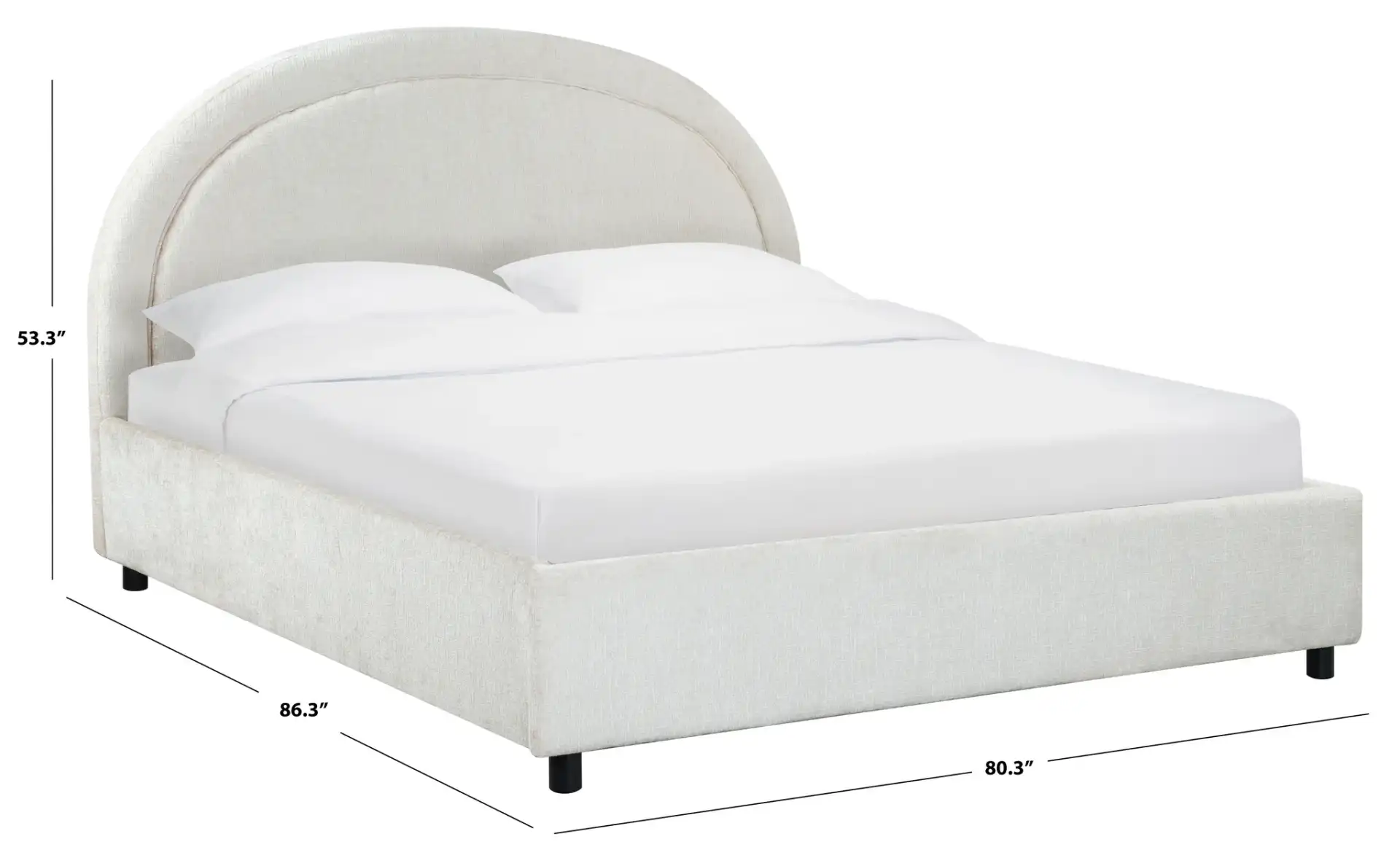Kaylilly Chenille Bed in Cream / Black, detail view