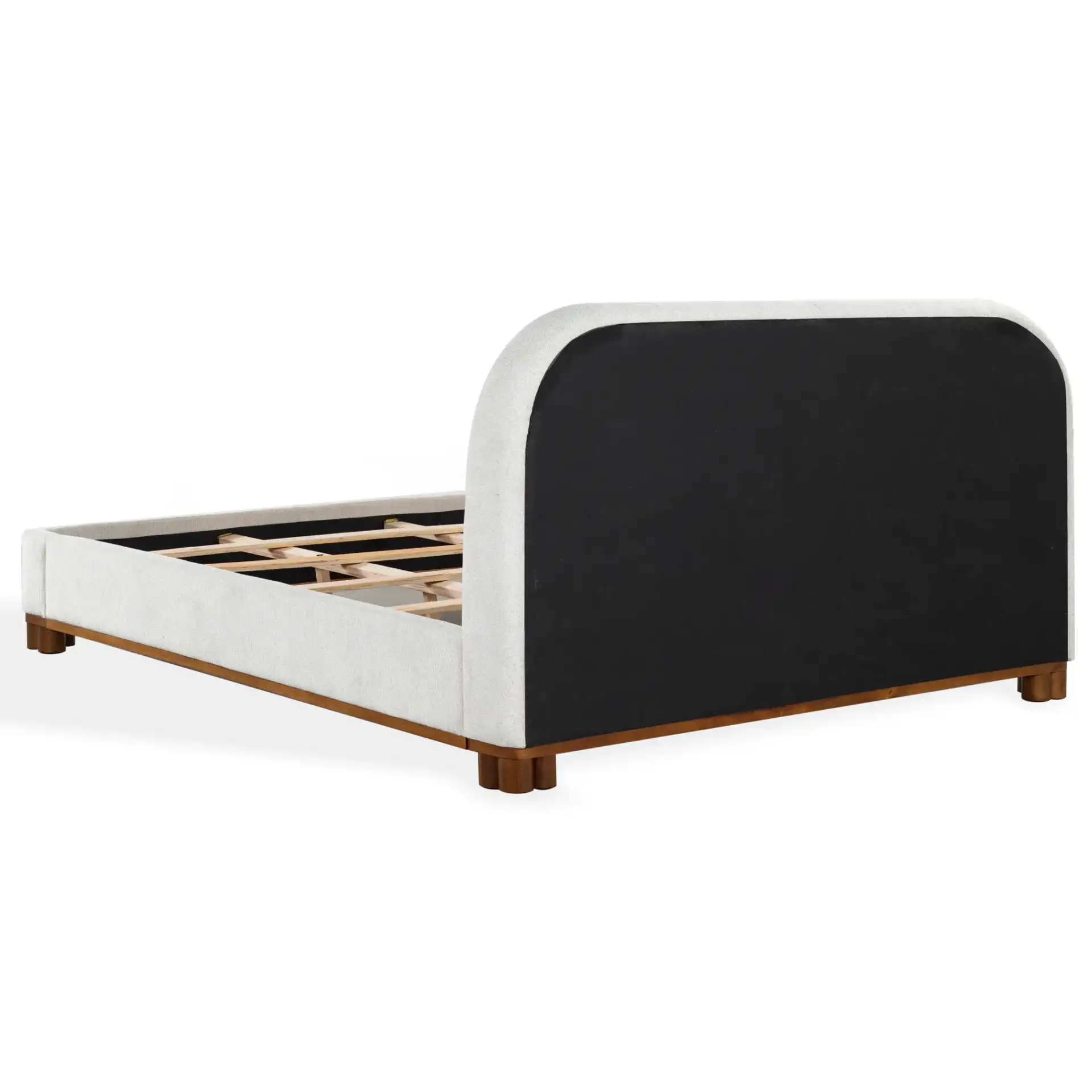 Roberto Chenille Bed in Beige / Walnut, detail view