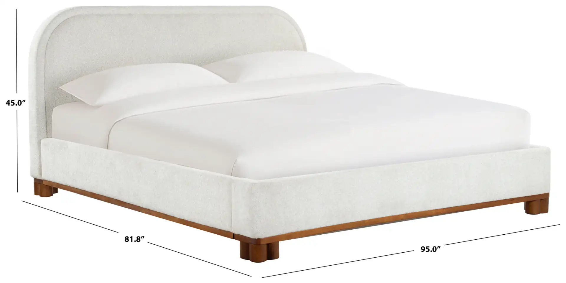 Roberto Chenille Bed in Beige / Walnut, detail view
