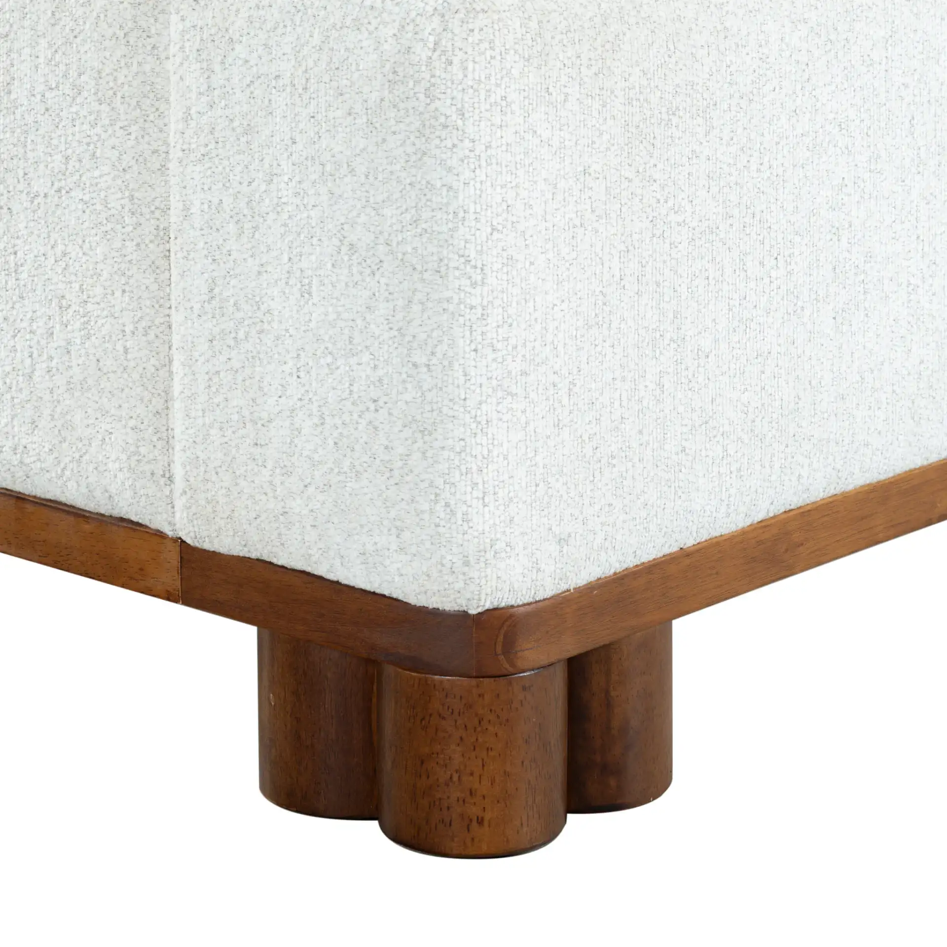 Roberto Chenille Bed in Beige / Walnut, detail view