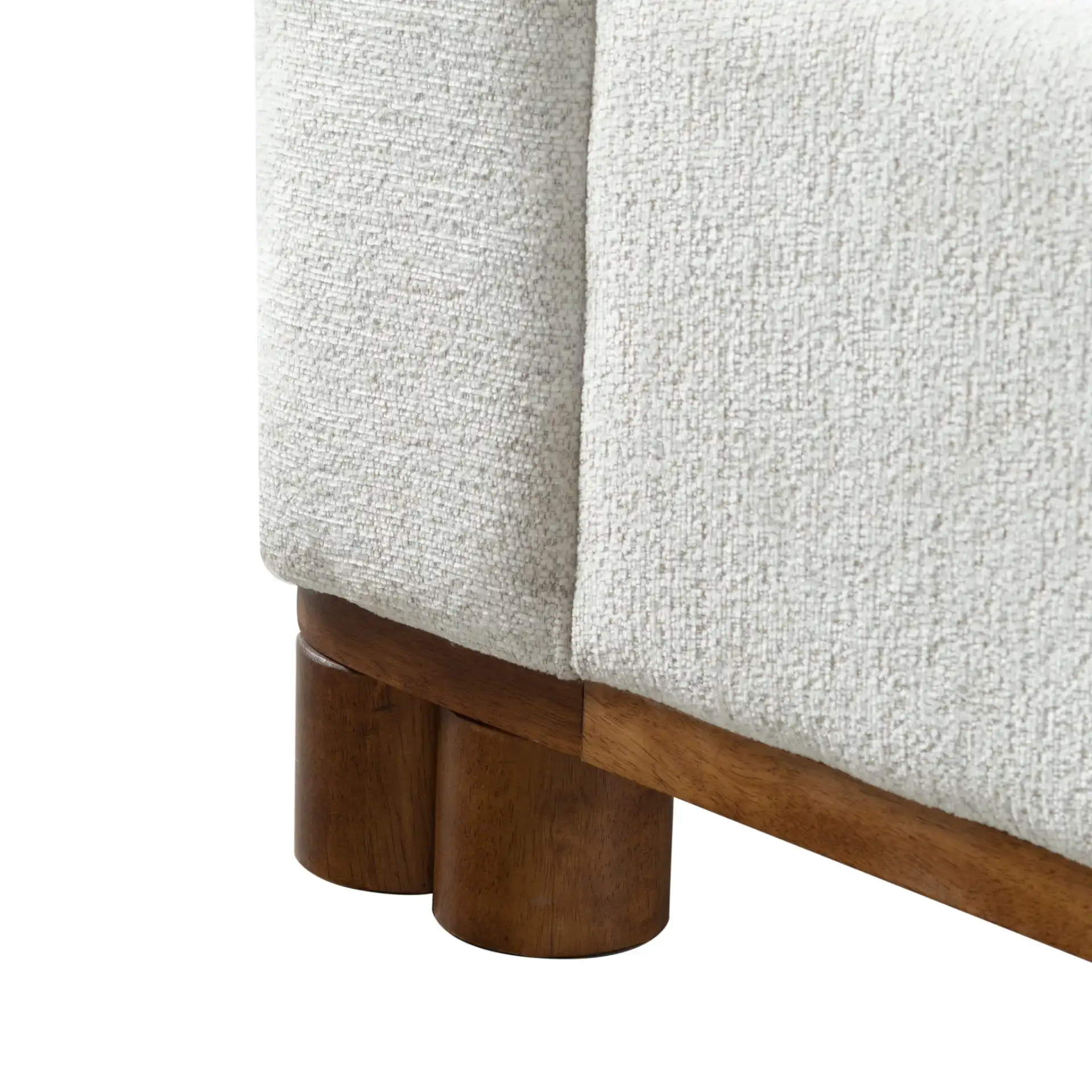 Roberto Chenille Bed in Beige / Walnut, detail view