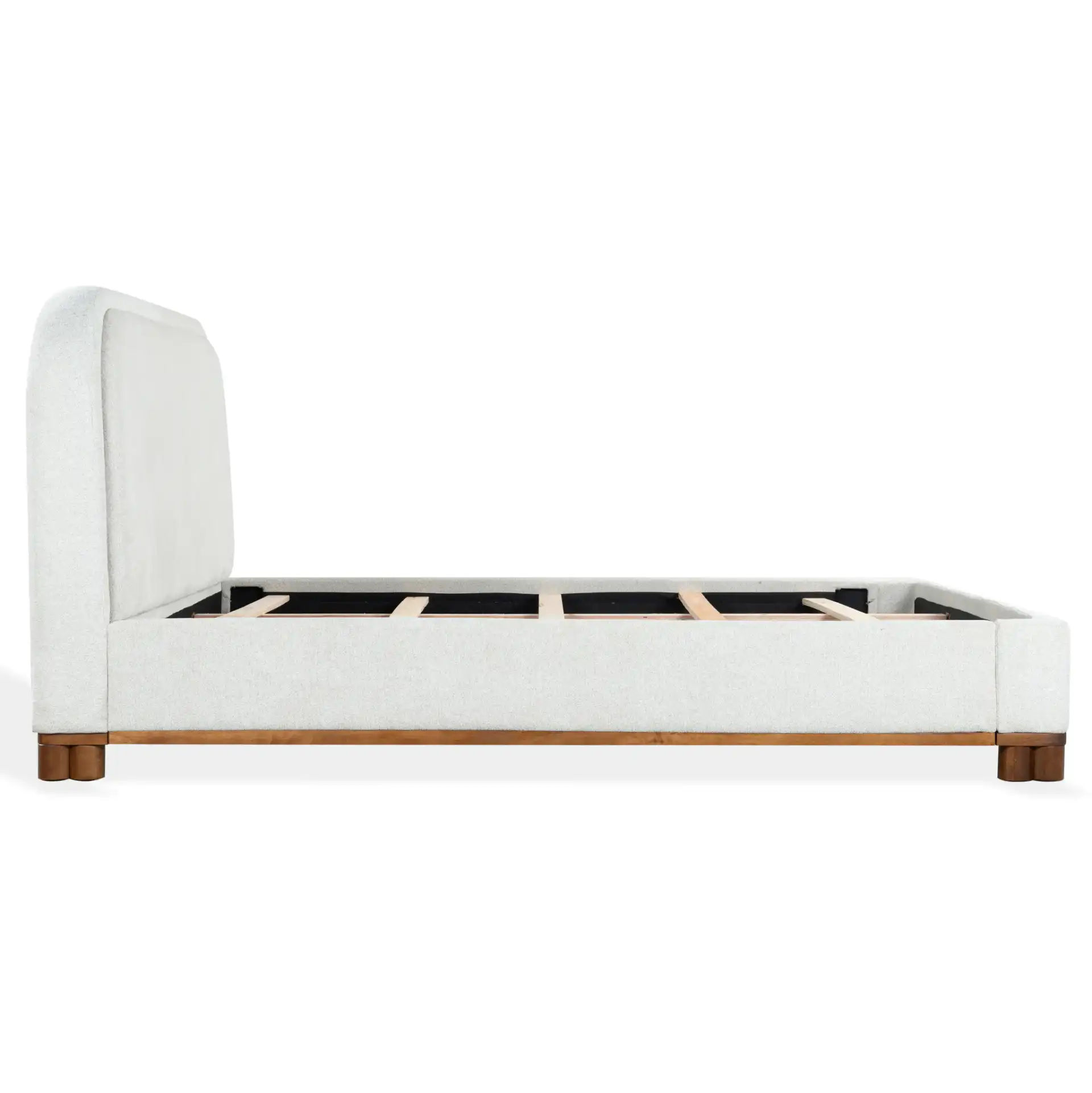 Roberto Chenille Bed in Beige / Walnut, detail view