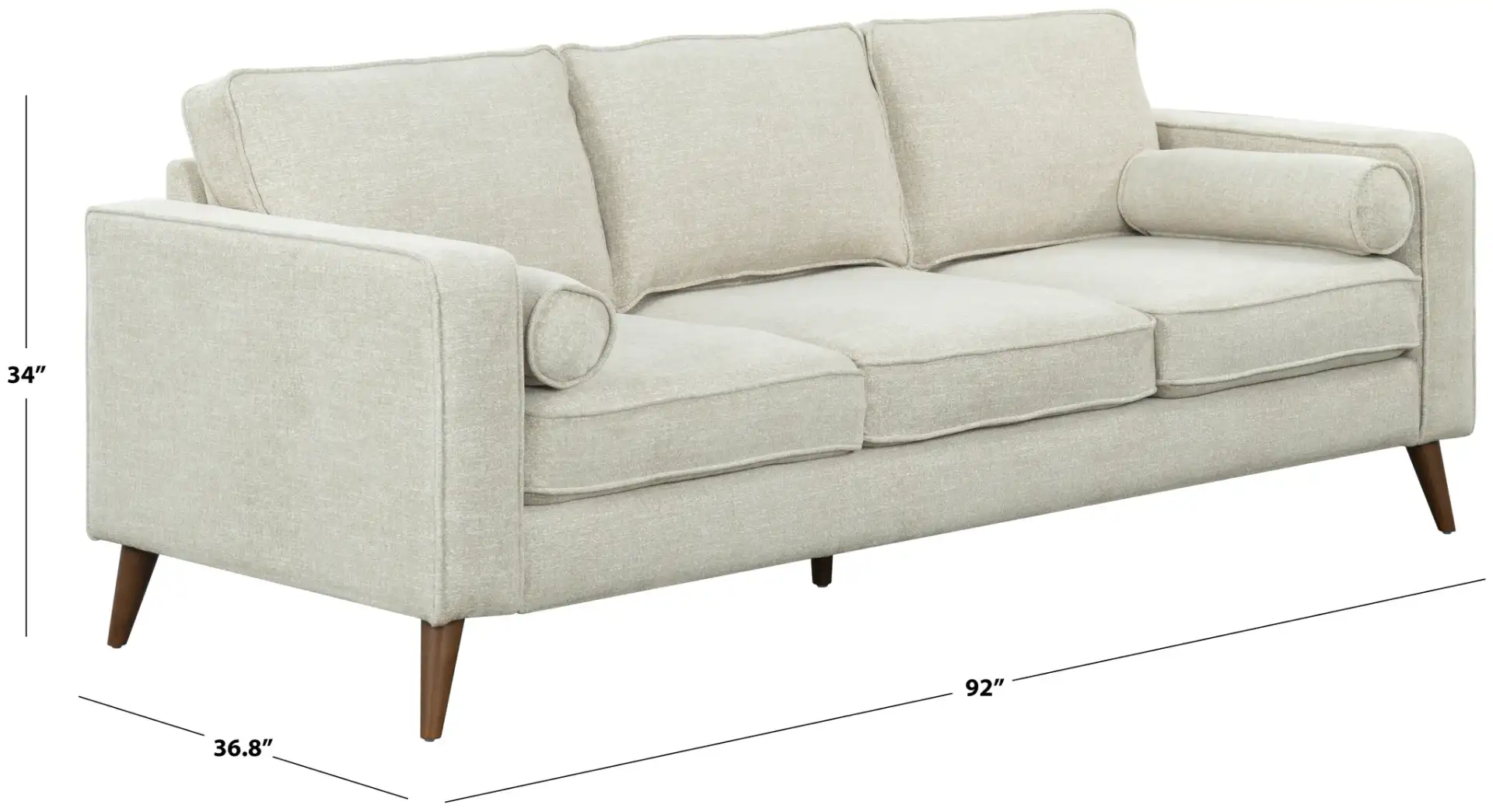 Robertson Chenille Three-Seat Sofa in Taupe, detail view