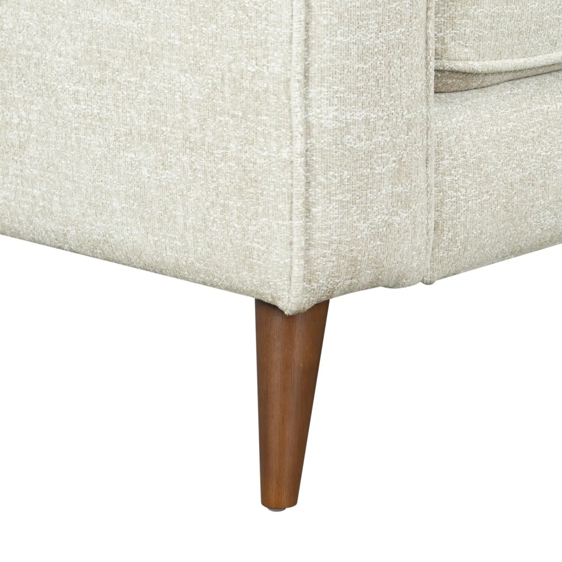 Robertson Chenille Three-Seat Sofa in Taupe, detail view