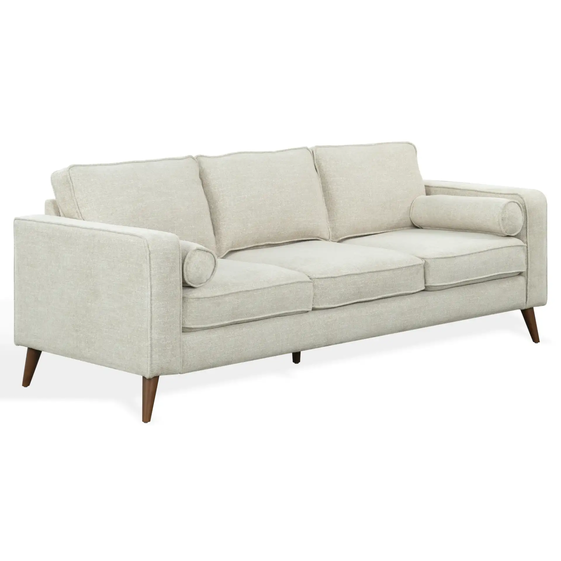 Robertson Chenille Three-Seat Sofa in Taupe, detail view
