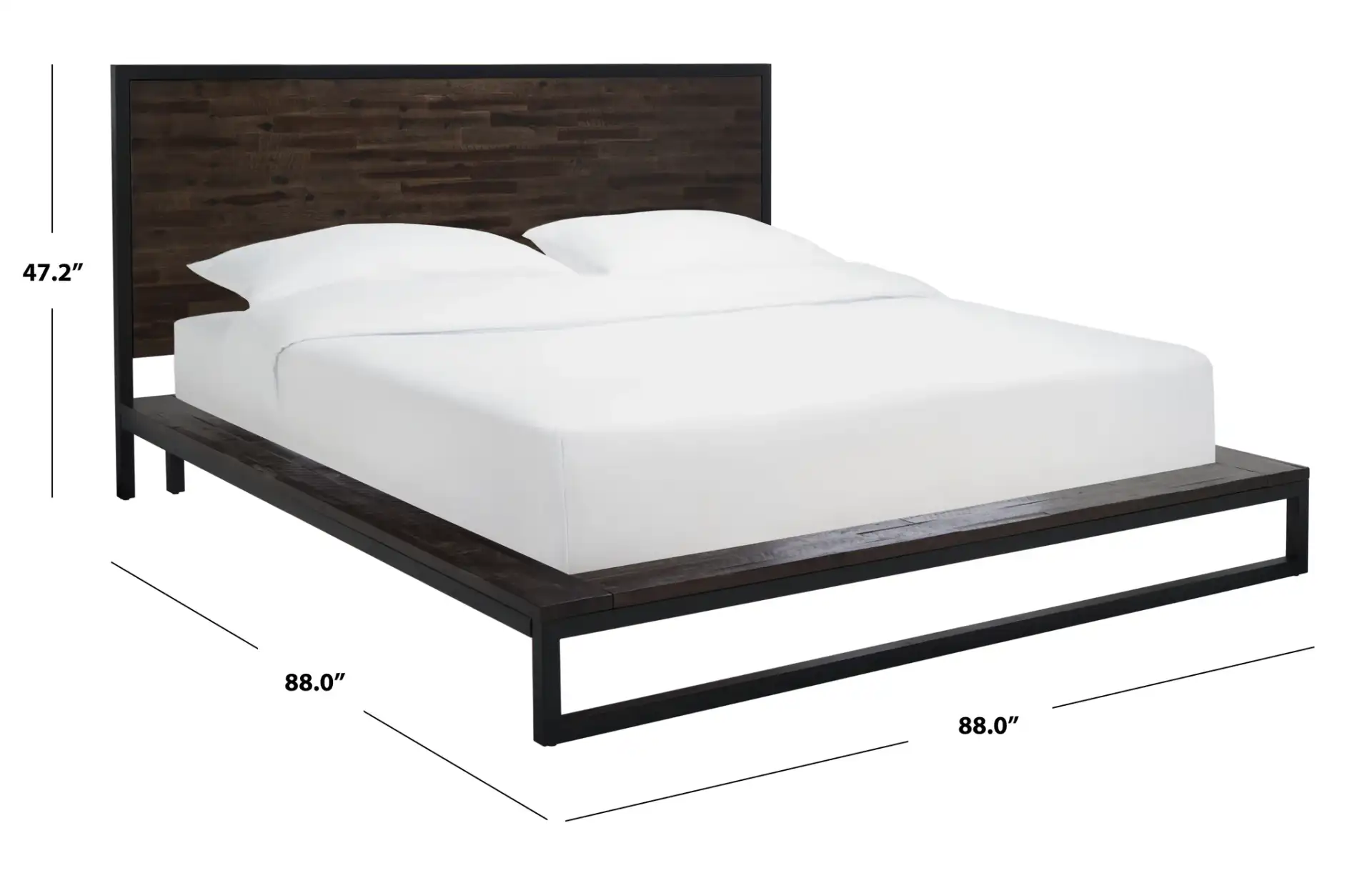 Emmarose Platform Bed in Chocolate Brown / Black, detail view
